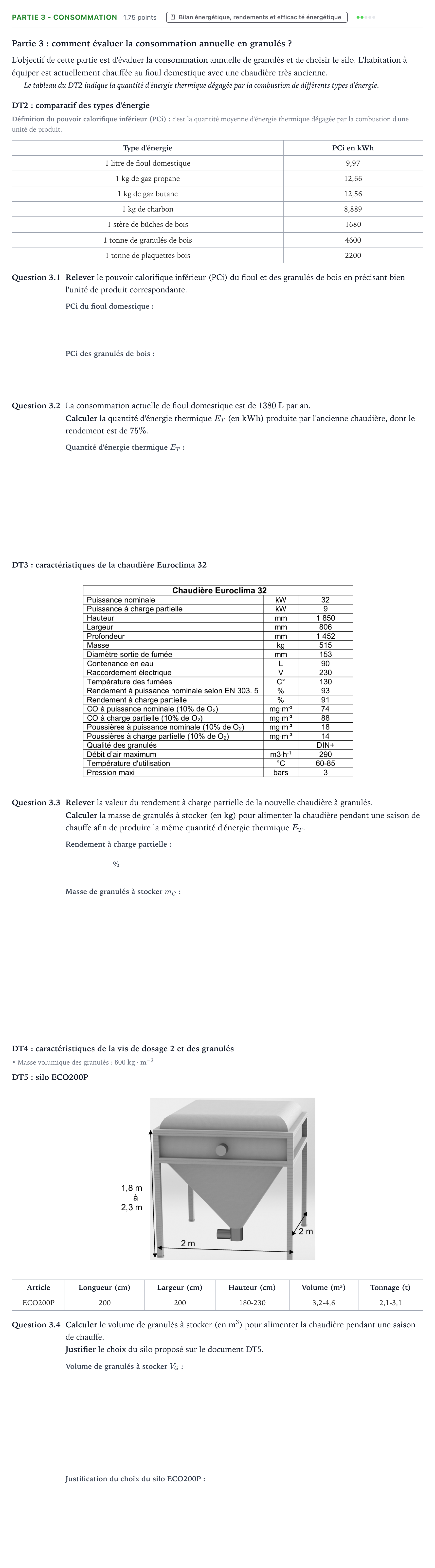 Énoncé: Partie 3 - Consommation · Bac STI2D Ingénierie, Innovation et Développement Durable Métropole remplacement - AC 2021