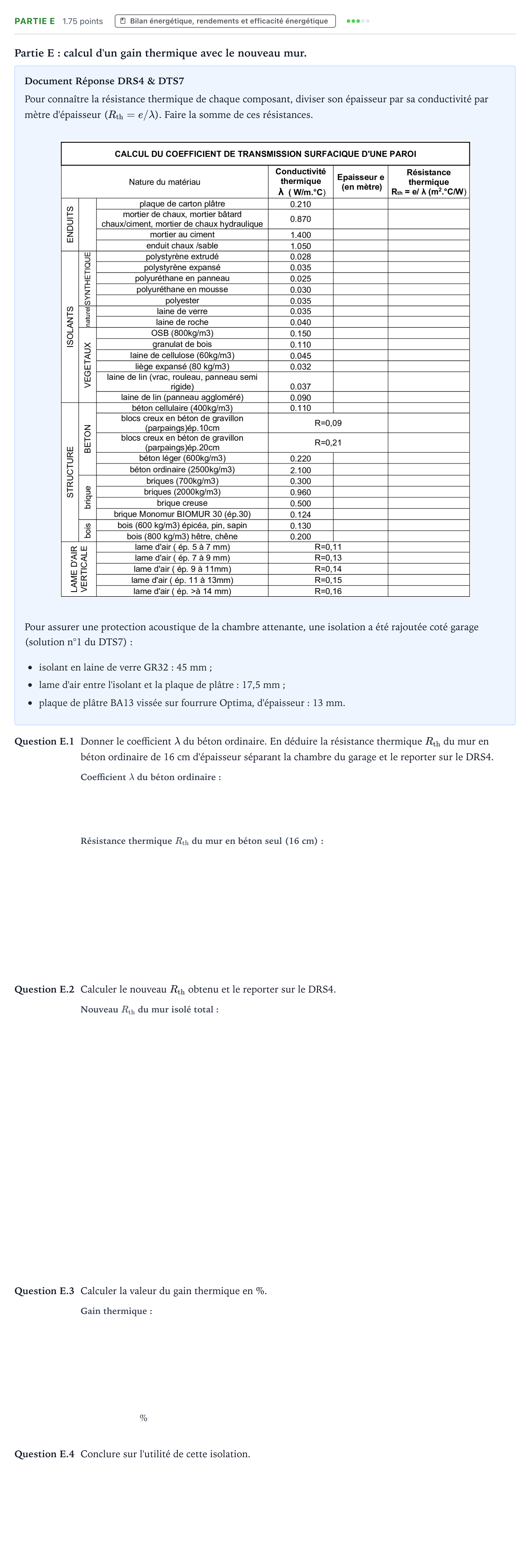 Énoncé: Partie E · Bac STI2D Ingénierie, Innovation et Développement Durable Métropole remplacement - AC 2021