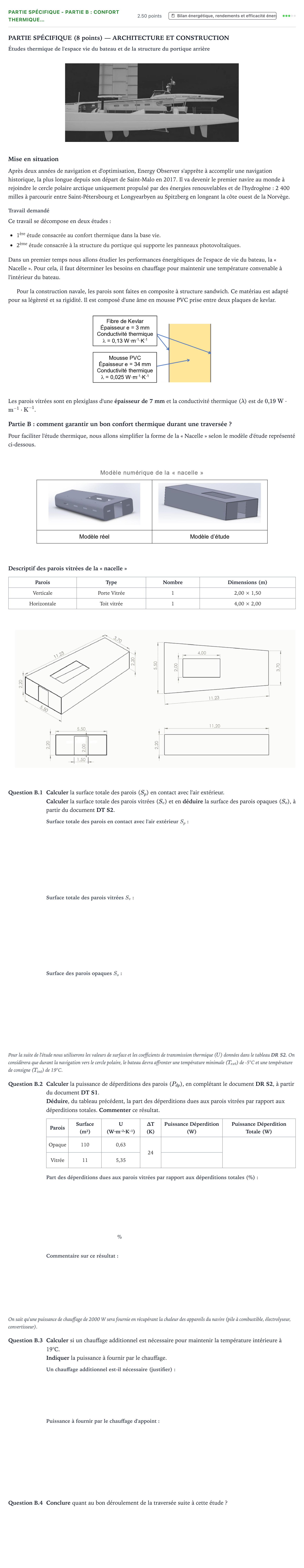 Énoncé: Partie spécifique - Partie B : Confort thermique… · Bac STI2D Ingénierie, Innovation et Développement Durable Métropole remplacement - AC 2022