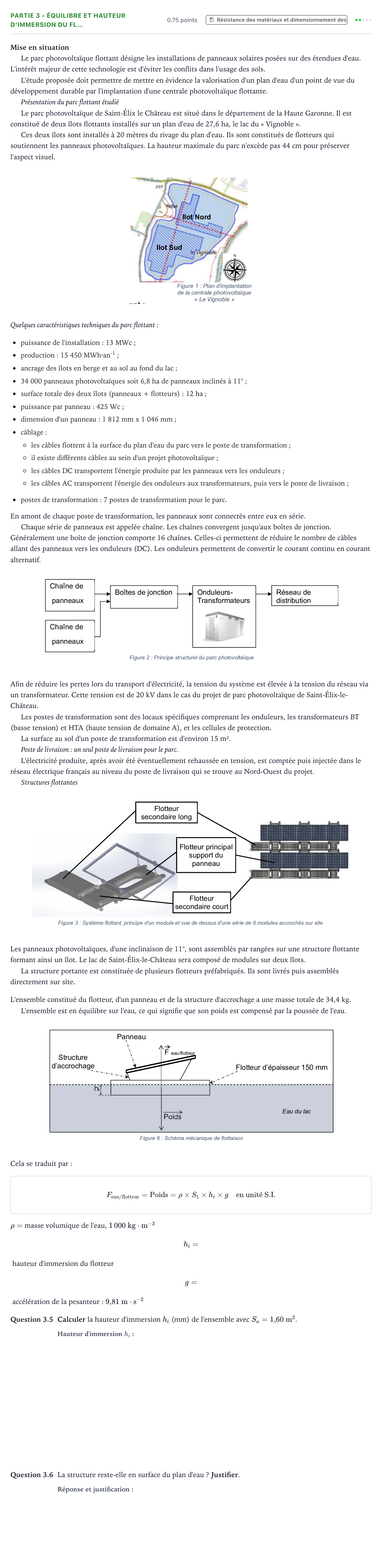 Énoncé: Partie 3 - Équilibre et hauteur d'immersion du fl… · Bac STI2D Ingénierie, Innovation et Développement Durable Métropole remplacement - AC 2024