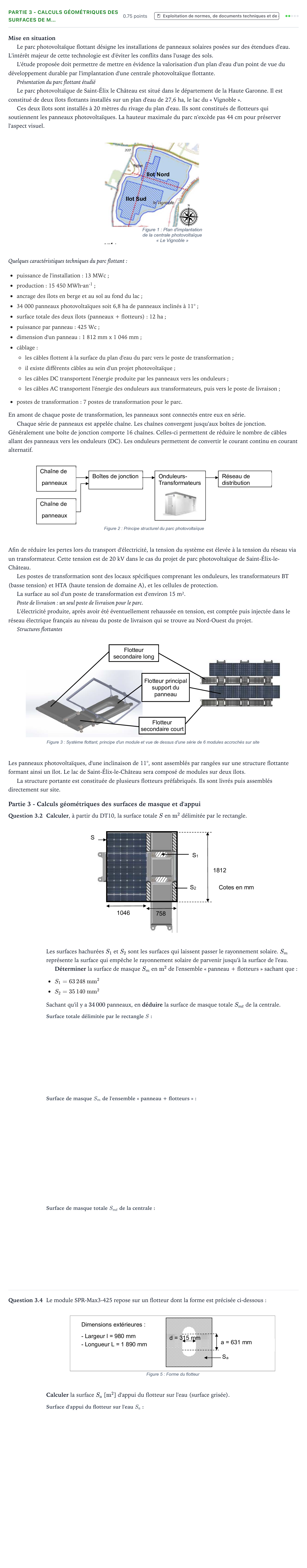 Énoncé: Partie 3 - Calculs géométriques des surfaces de m… · Bac STI2D Ingénierie, Innovation et Développement Durable Métropole remplacement - AC 2024