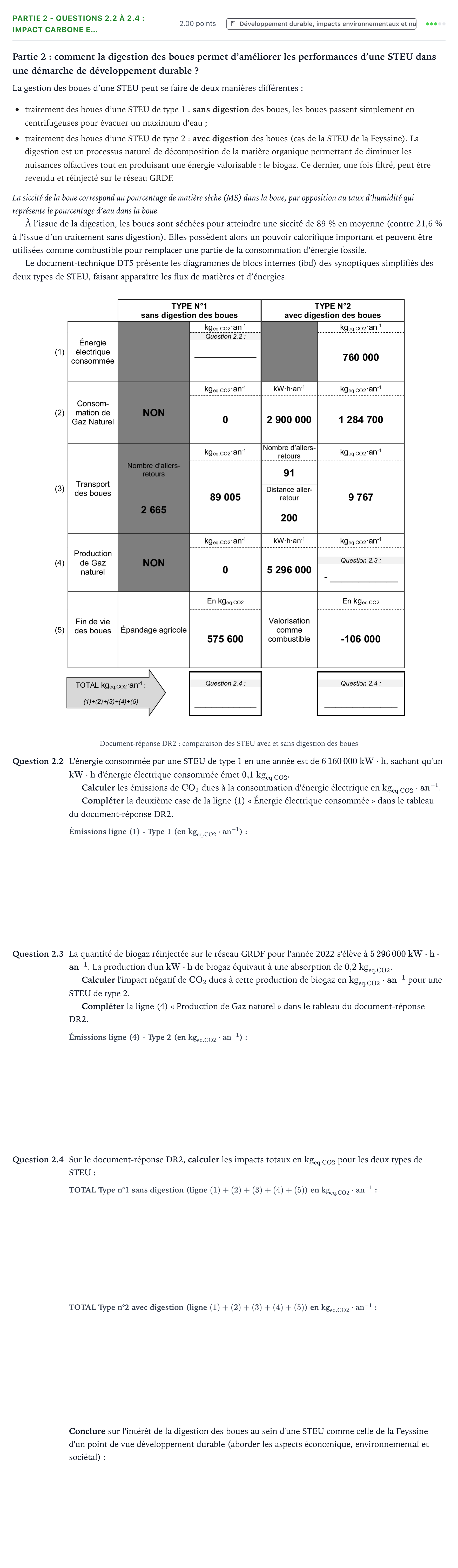 Énoncé: Partie 2 - Questions 2.2 à 2.4 : Impact carbone e… · Bac STI2D Ingénierie, Innovation et Développement Durable Métropole remplacement - AC 2025