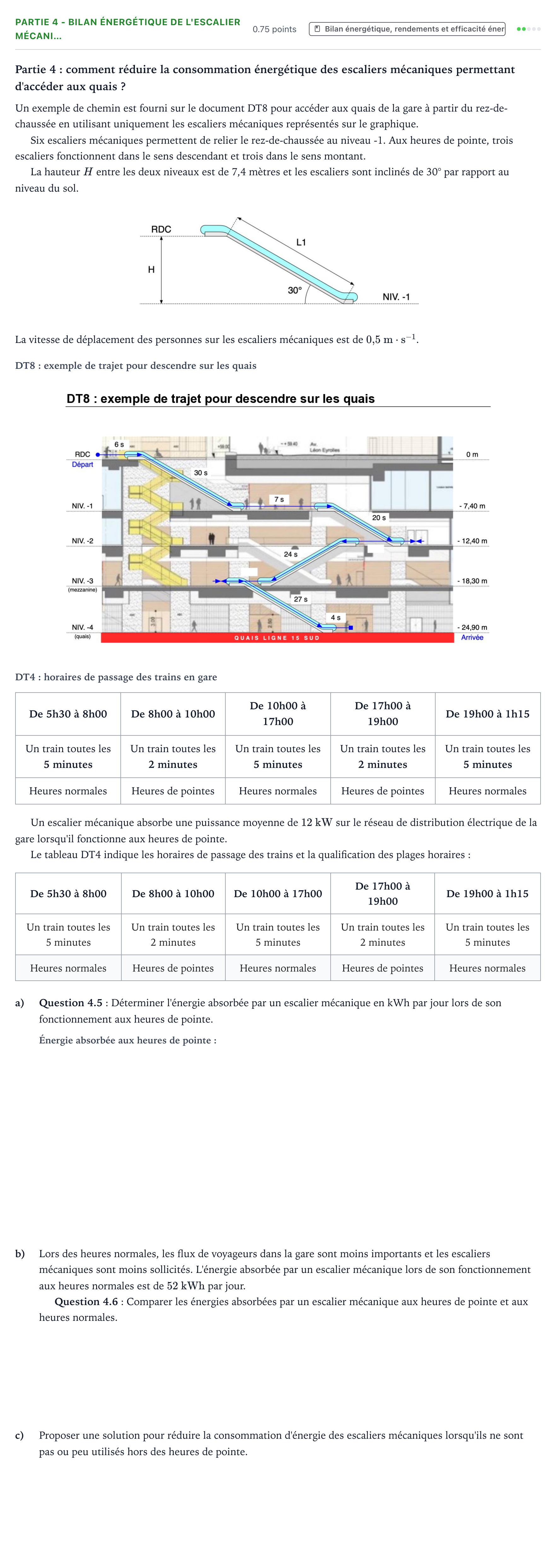 Énoncé: Partie 4 - Bilan énergétique de l'escalier mécani… · Bac STI2D Ingénierie, Innovation et Développement Durable Métropole remplacement - AC 2026