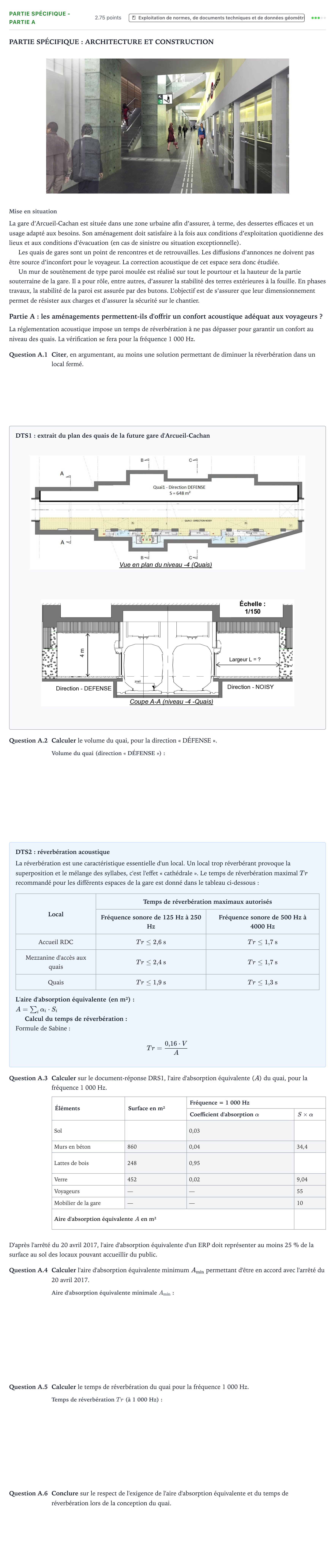 Énoncé: Partie Spécifique - Partie A · Bac STI2D Ingénierie, Innovation et Développement Durable Métropole remplacement - AC 2026