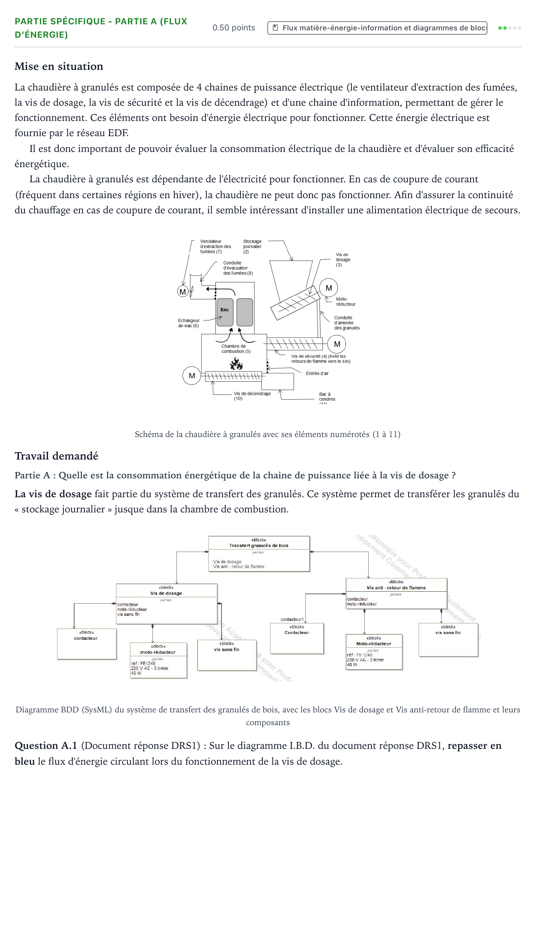 Énoncé: Partie spécifique - Partie A (Flux d'énergie) · Bac STI2D Ingénierie, Innovation et Développement Durable Métropole remplacement - EE 2021