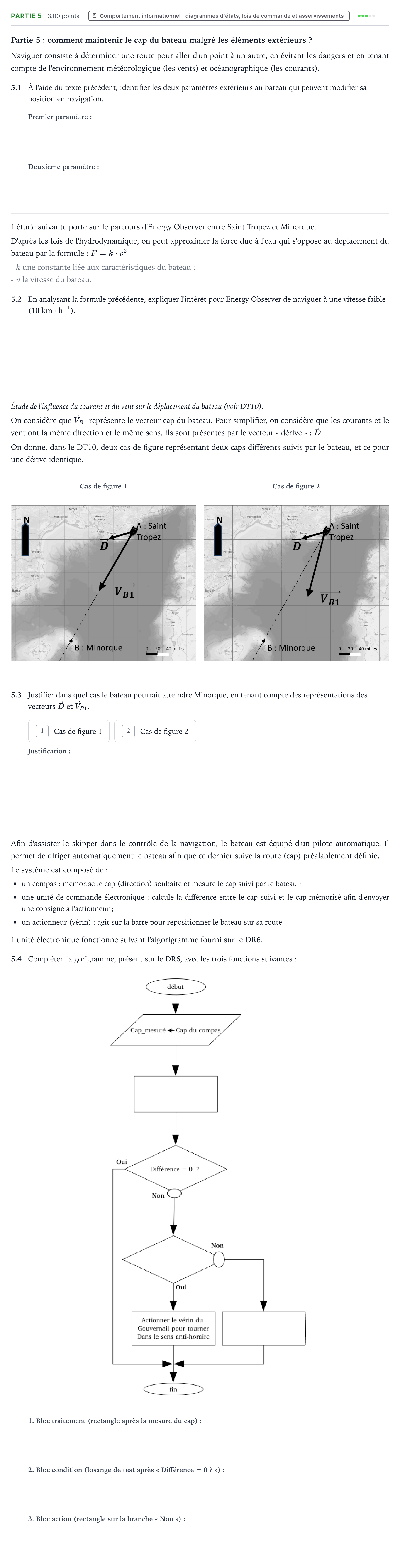 Énoncé: Partie 5 · Bac STI2D Ingénierie, Innovation et Développement Durable Métropole remplacement - EE 2022