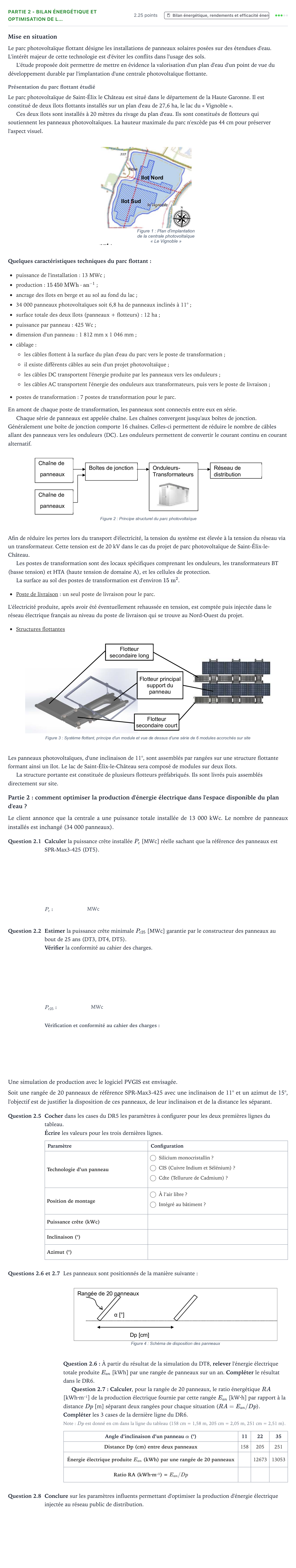 Énoncé: Partie 2 - Bilan énergétique et optimisation de l… · Bac STI2D Ingénierie, Innovation et Développement Durable Métropole remplacement - EE 2024