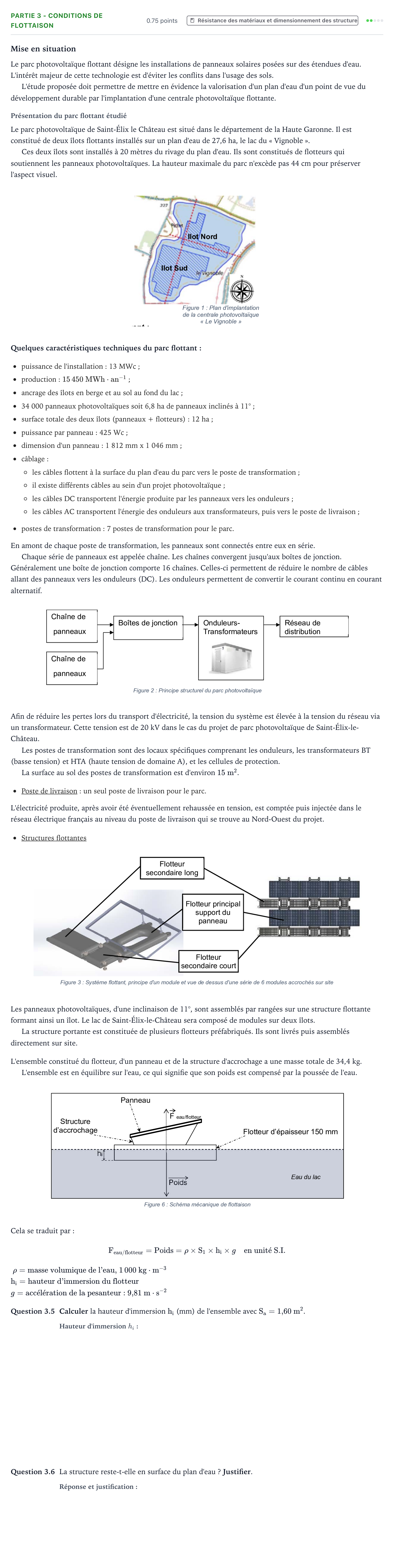 Énoncé: Partie 3 - Conditions de flottaison · Bac STI2D Ingénierie, Innovation et Développement Durable Métropole remplacement - EE 2024