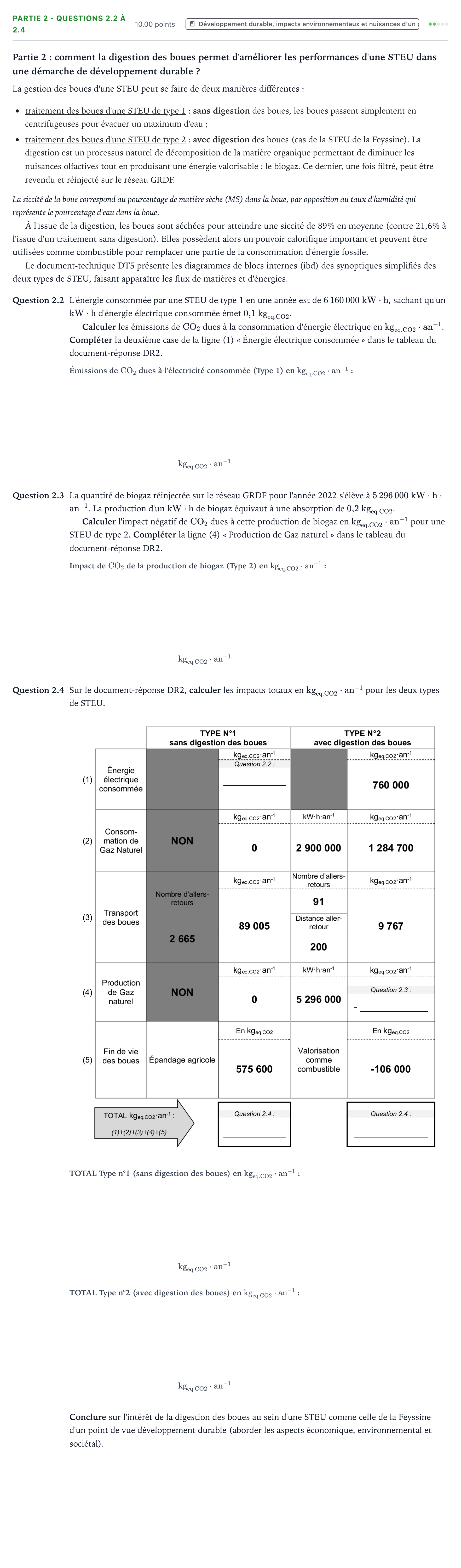 Énoncé: Partie 2 - Questions 2.2 à 2.4 · Bac STI2D Ingénierie, Innovation et Développement Durable Métropole remplacement - EE 2025