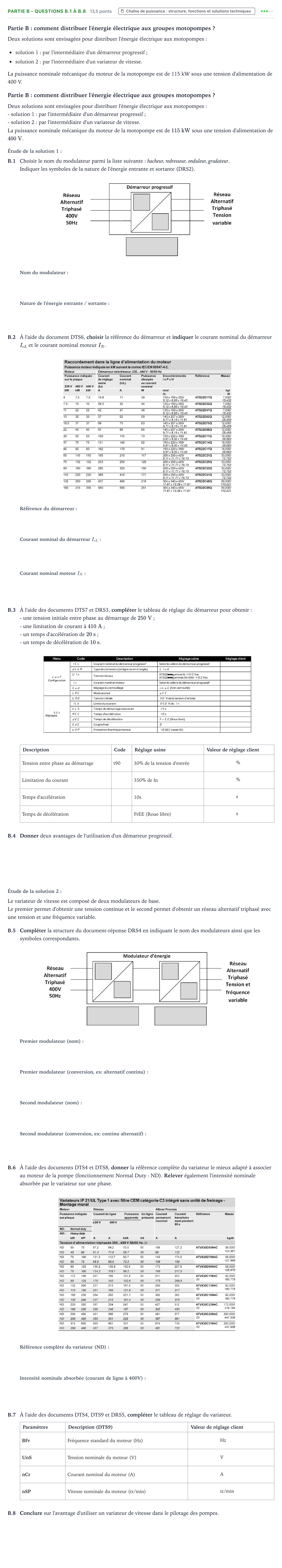Énoncé: Partie B - Questions B.1 à B.8 · Bac STI2D Ingénierie, Innovation et Développement Durable Métropole remplacement - EE 2025