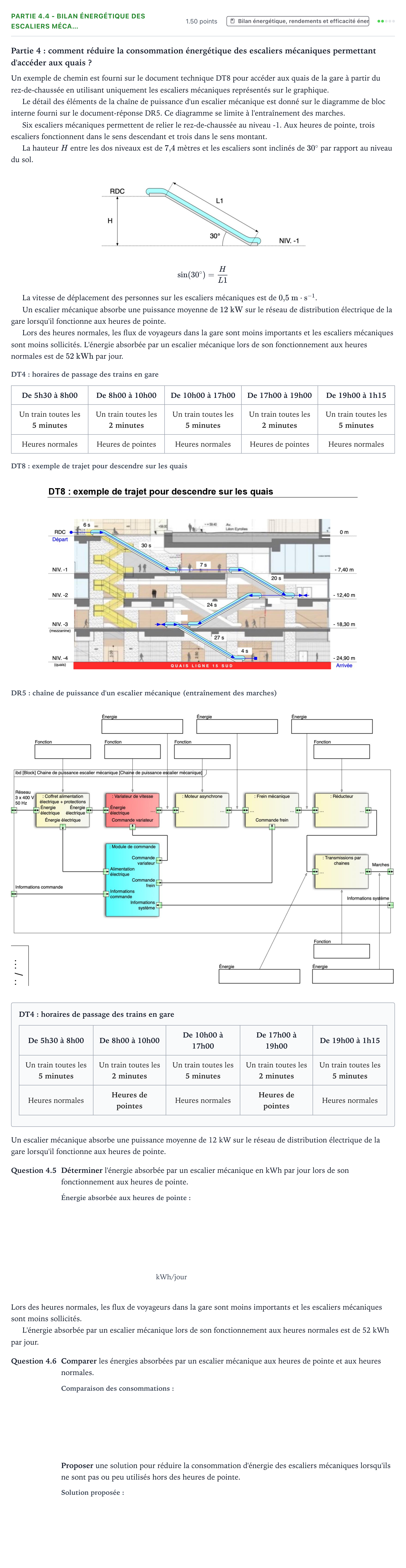 Énoncé: Partie 4.4 - Bilan énergétique des escaliers méca… · Bac STI2D Ingénierie, Innovation et Développement Durable Métropole remplacement - EE 2026