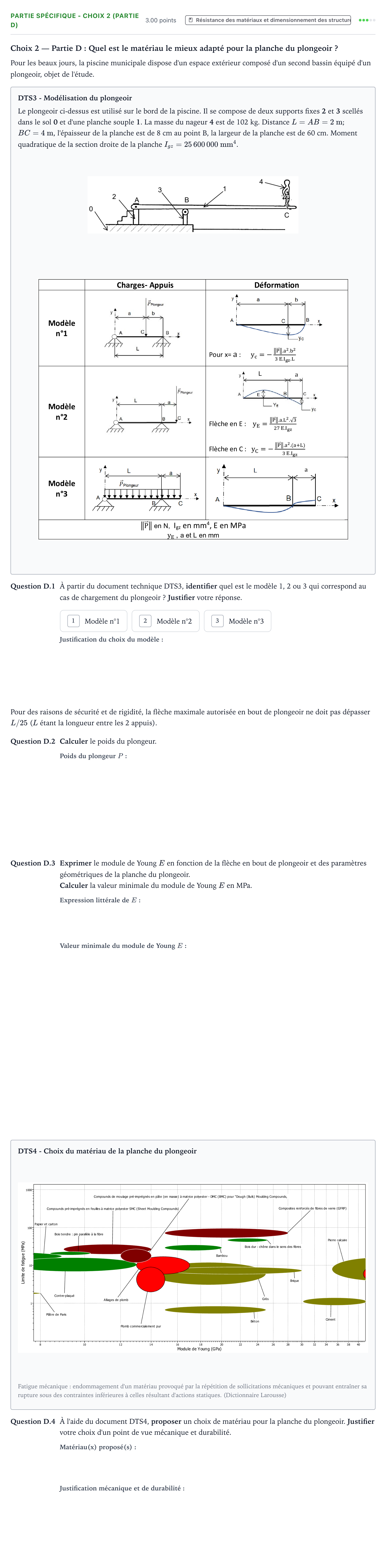 Énoncé: Partie spécifique - Choix 2 (Partie D) · Bac STI2D Ingénierie, Innovation et Développement Durable Métropole Candidat libre - ITEC 2021