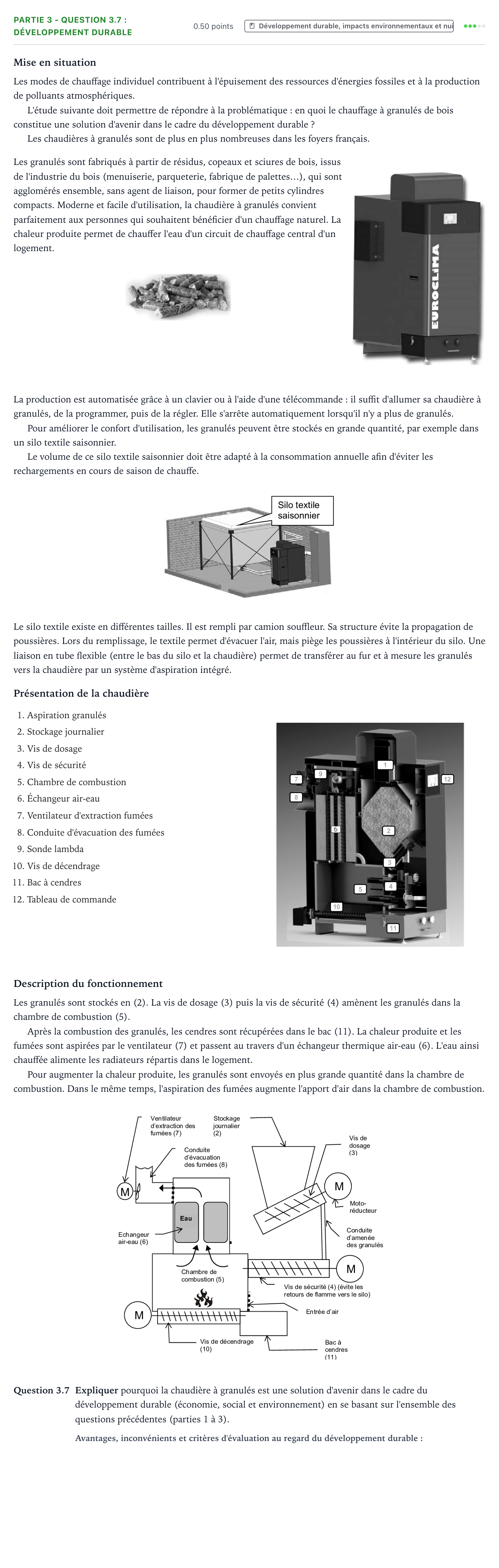 Énoncé: Partie 3 - Question 3.7 : Développement durable · Bac STI2D Ingénierie, Innovation et Développement Durable Métropole remplacement - ITEC 2021