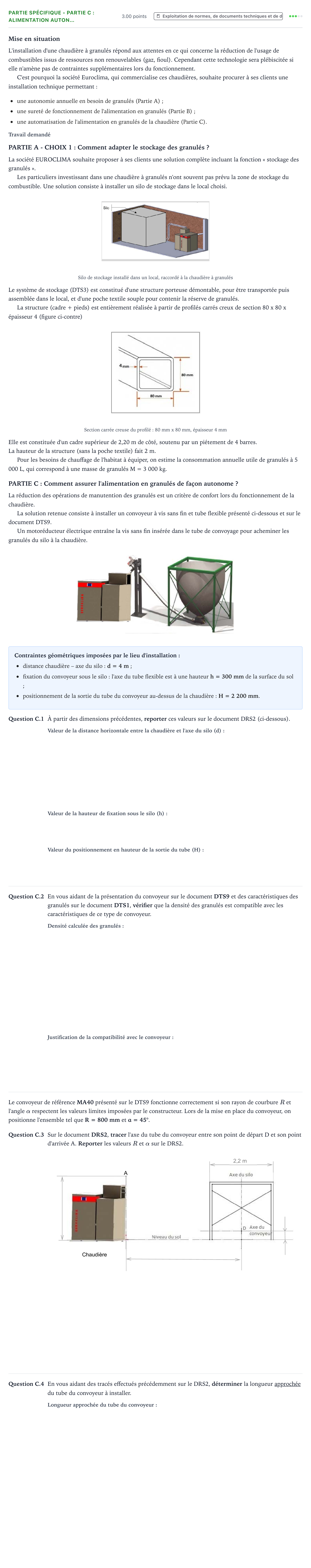Énoncé: Partie spécifique - Partie C : Alimentation auton… · Bac STI2D Ingénierie, Innovation et Développement Durable Métropole remplacement - ITEC 2021