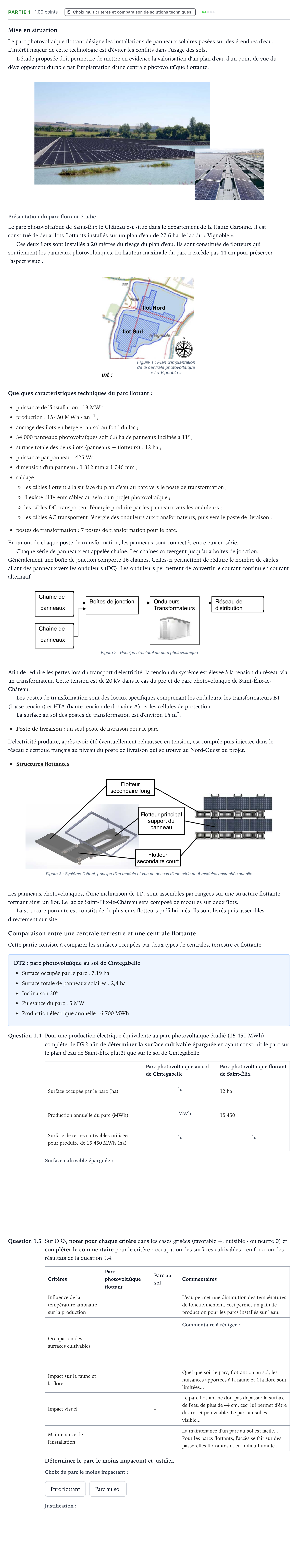 Énoncé: Partie 1 - Choix multicritères · Bac STI2D Ingénierie, Innovation et Développement Durable Métropole remplacement - ITEC 2024