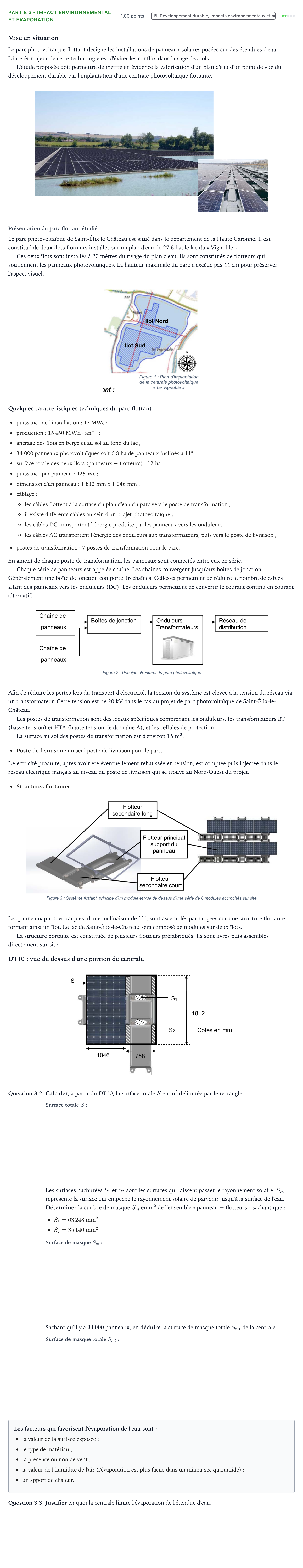 Énoncé: Partie 3 - Impact environnemental et évaporation · Bac STI2D Ingénierie, Innovation et Développement Durable Métropole remplacement - ITEC 2024