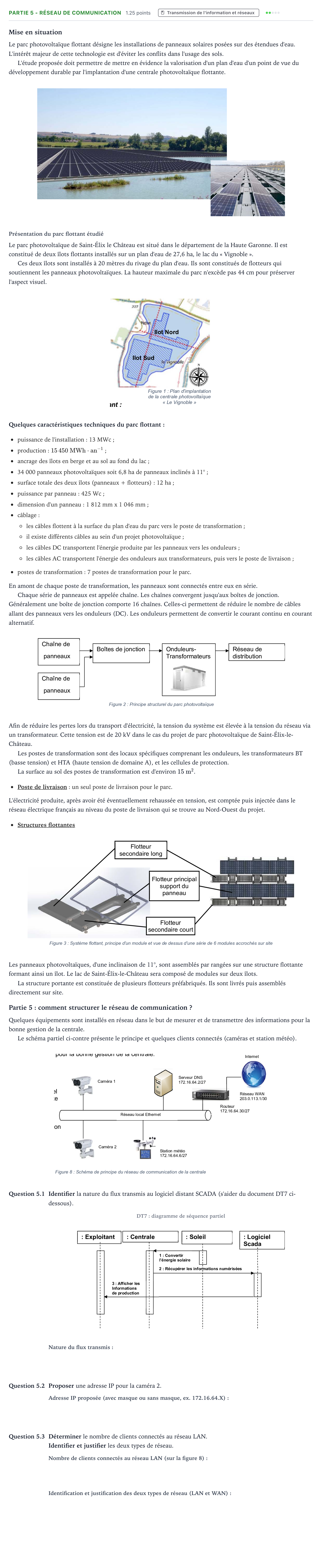 Énoncé: Partie 5 - Réseau de communication · Bac STI2D Ingénierie, Innovation et Développement Durable Métropole remplacement - ITEC 2024
