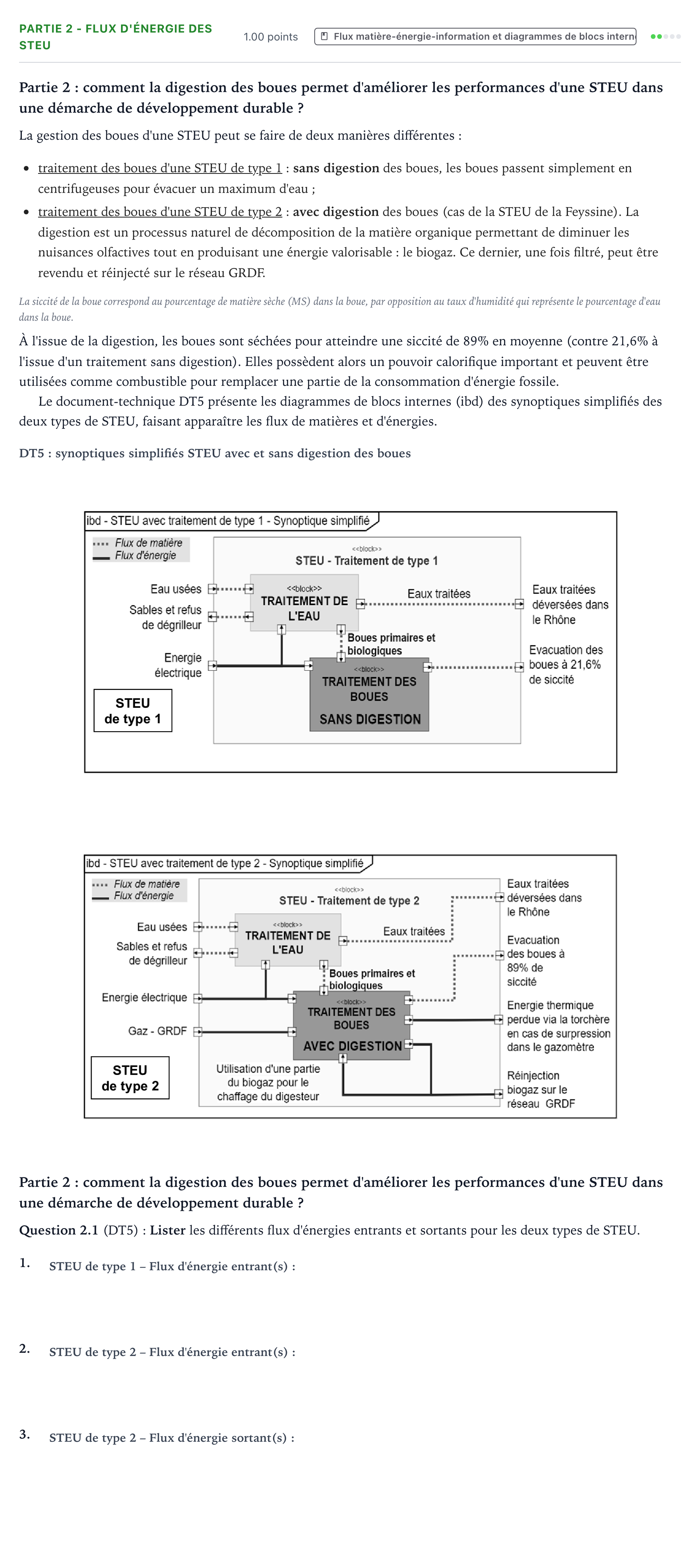 Énoncé: Partie 2 - Flux d'énergie des STEU · Bac STI2D Ingénierie, Innovation et Développement Durable Métropole remplacement - ITEC 2025