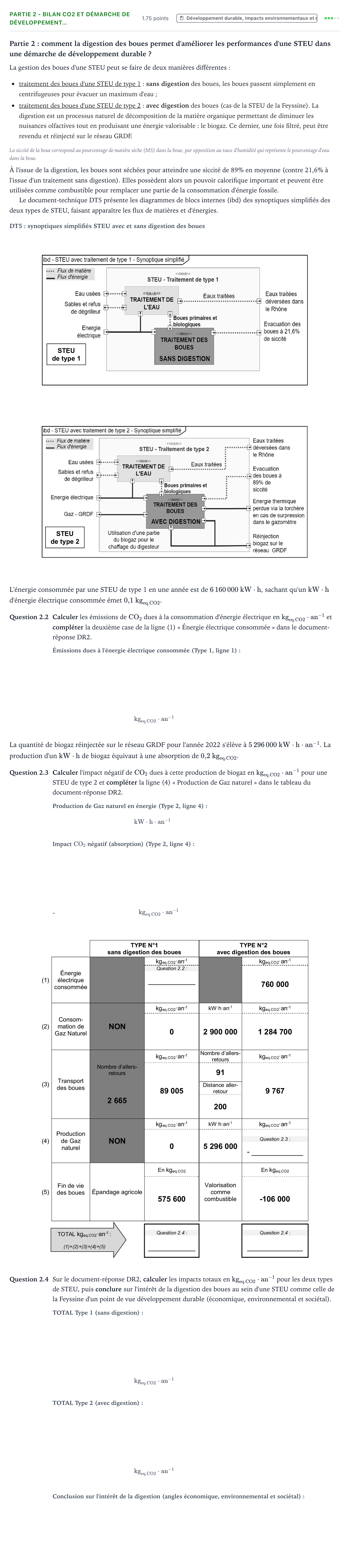 Énoncé: Partie 2 - Bilan CO2 et démarche de développement… · Bac STI2D Ingénierie, Innovation et Développement Durable Métropole remplacement - ITEC 2025