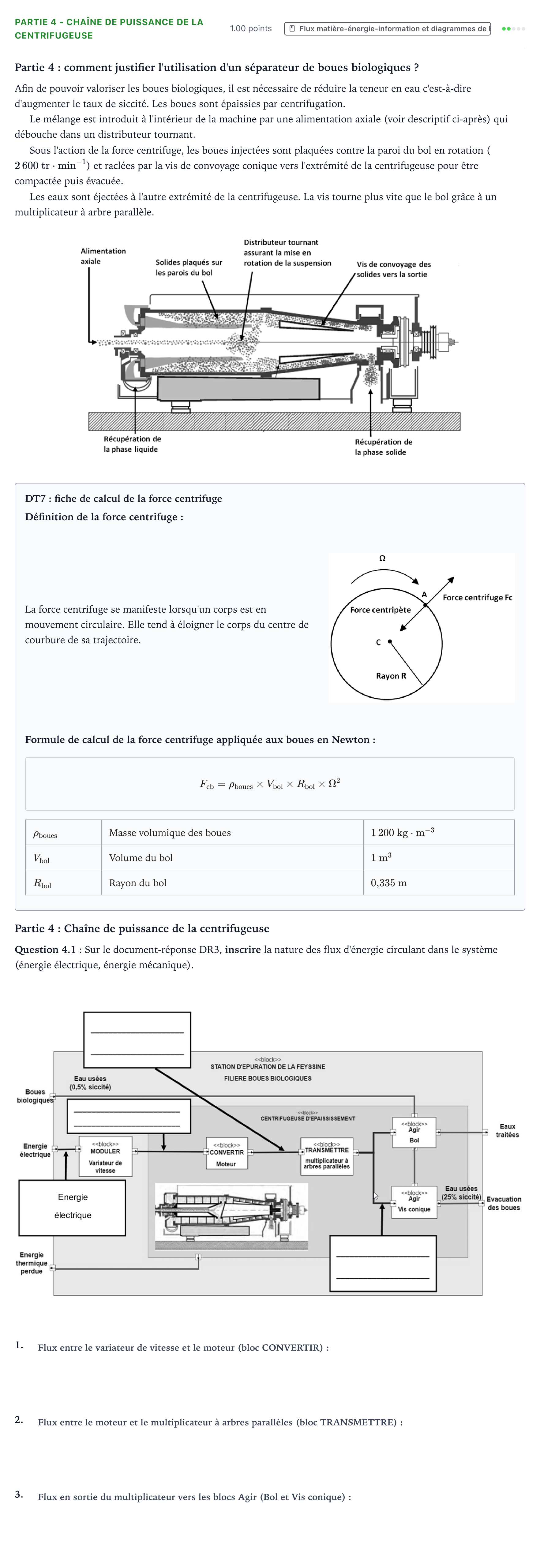 Énoncé: Partie 4 - Chaîne de puissance de la centrifugeuse · Bac STI2D Ingénierie, Innovation et Développement Durable Métropole remplacement - ITEC 2025