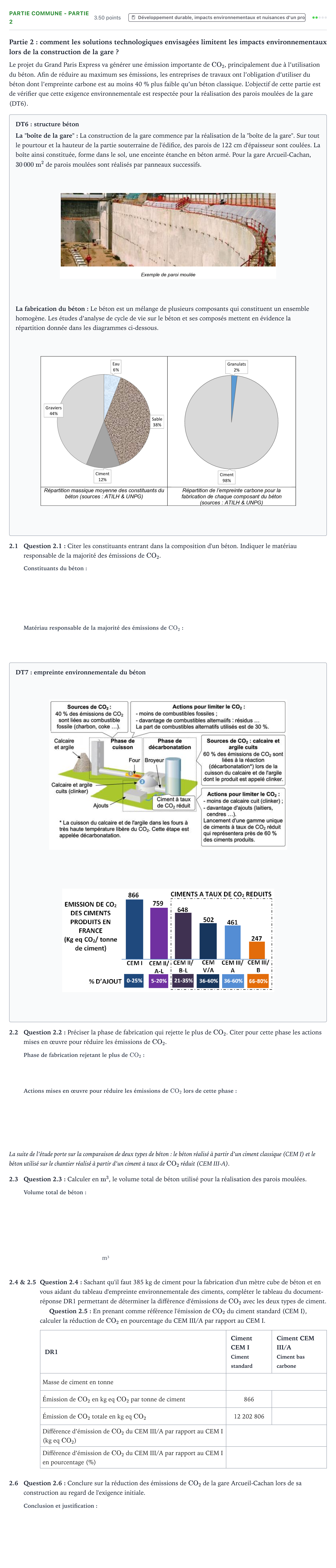 Énoncé: Partie commune - Partie 2 · Bac STI2D Ingénierie, Innovation et Développement Durable Métropole remplacement - ITEC 2026