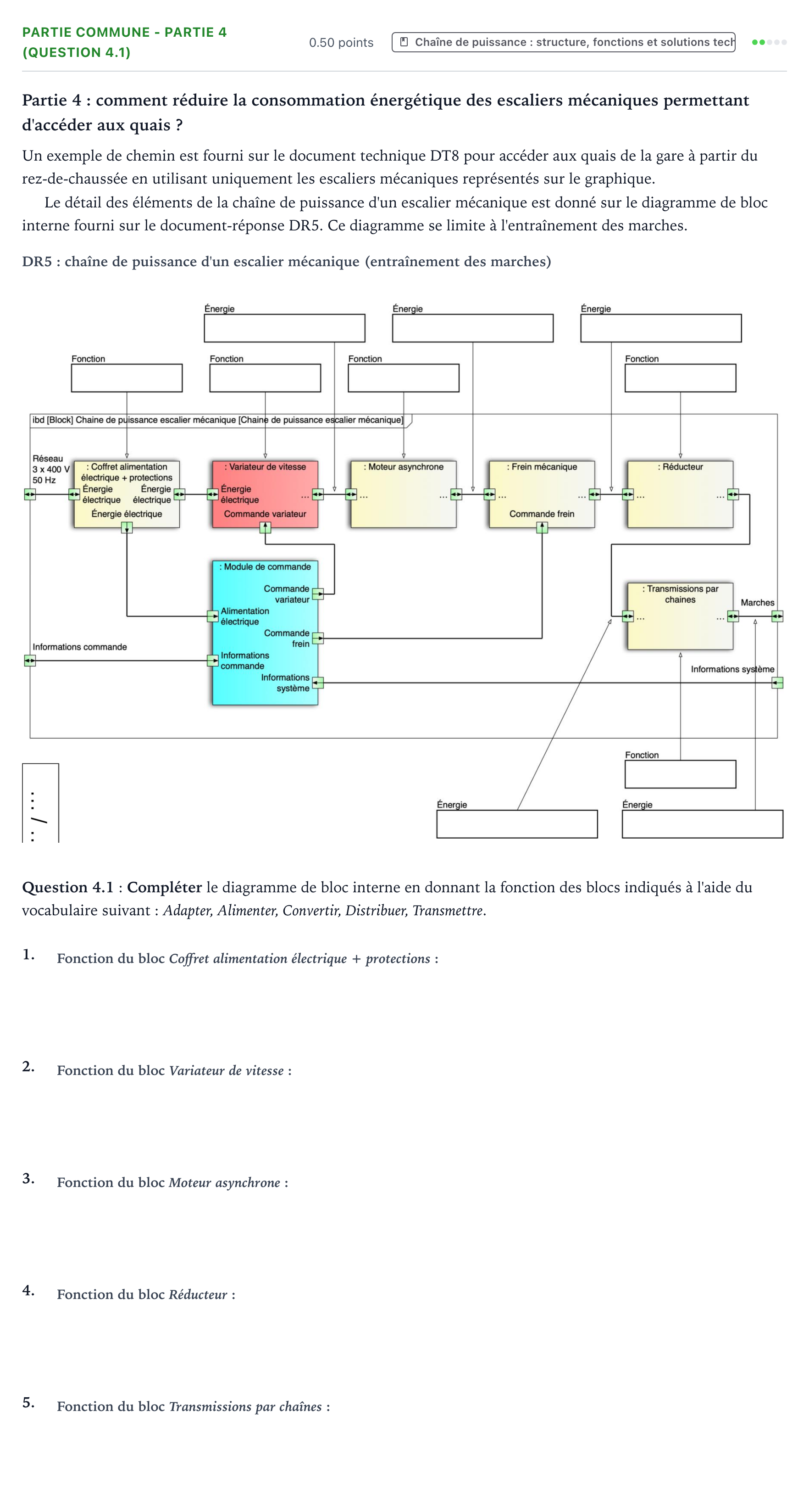 Énoncé: Partie commune - Partie 4 (Question 4.1) · Bac STI2D Ingénierie, Innovation et Développement Durable Métropole remplacement - ITEC 2026