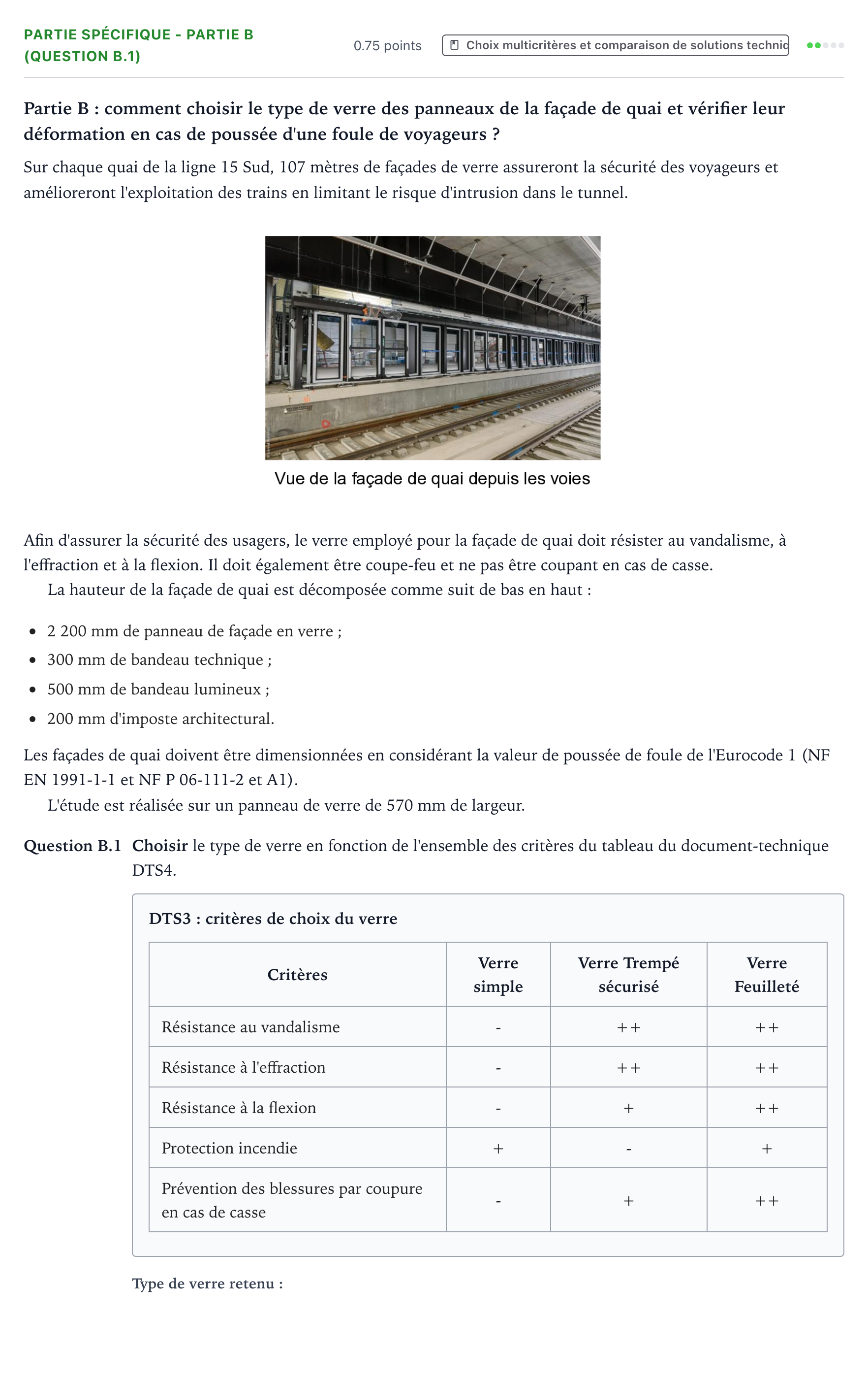 Énoncé: Partie spécifique - Partie B (Question B.1) · Bac STI2D Ingénierie, Innovation et Développement Durable Métropole remplacement - ITEC 2026