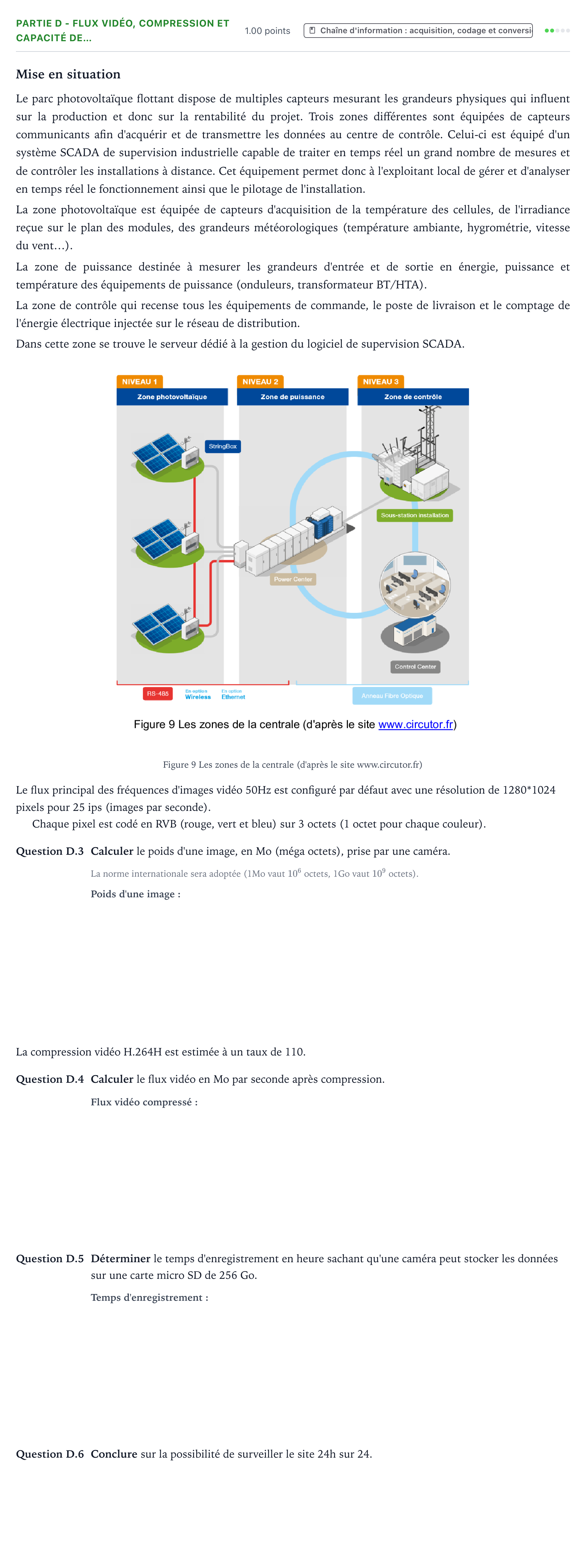 Énoncé: Partie D - Flux vidéo, compression et capacité de… · Bac STI2D Ingénierie, Innovation et Développement Durable Métropole remplacement - SIN 2024