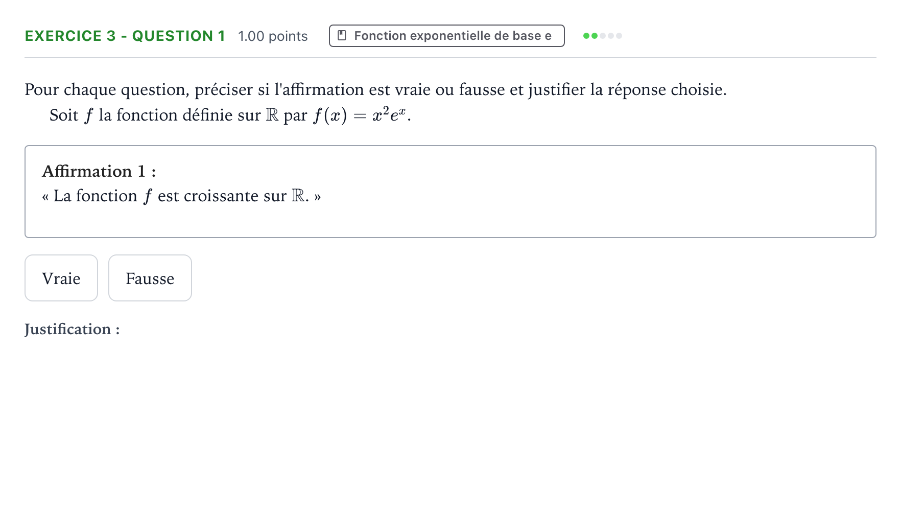 Énoncé: Exercice 3 - Question 1 · Bac STI2D Physique-Chimie et Mathématiques Métropole Candidat libre remplacement 2021