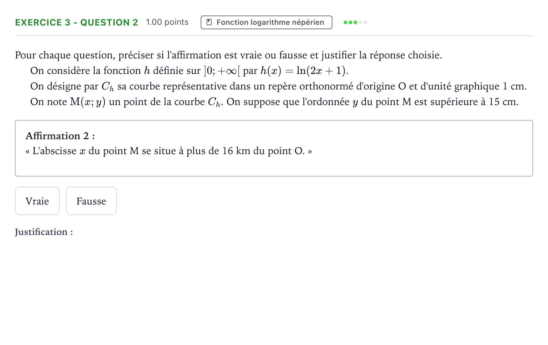 Énoncé: Exercice 3 - Question 2 · Bac STI2D Physique-Chimie et Mathématiques Métropole Candidat libre remplacement 2021