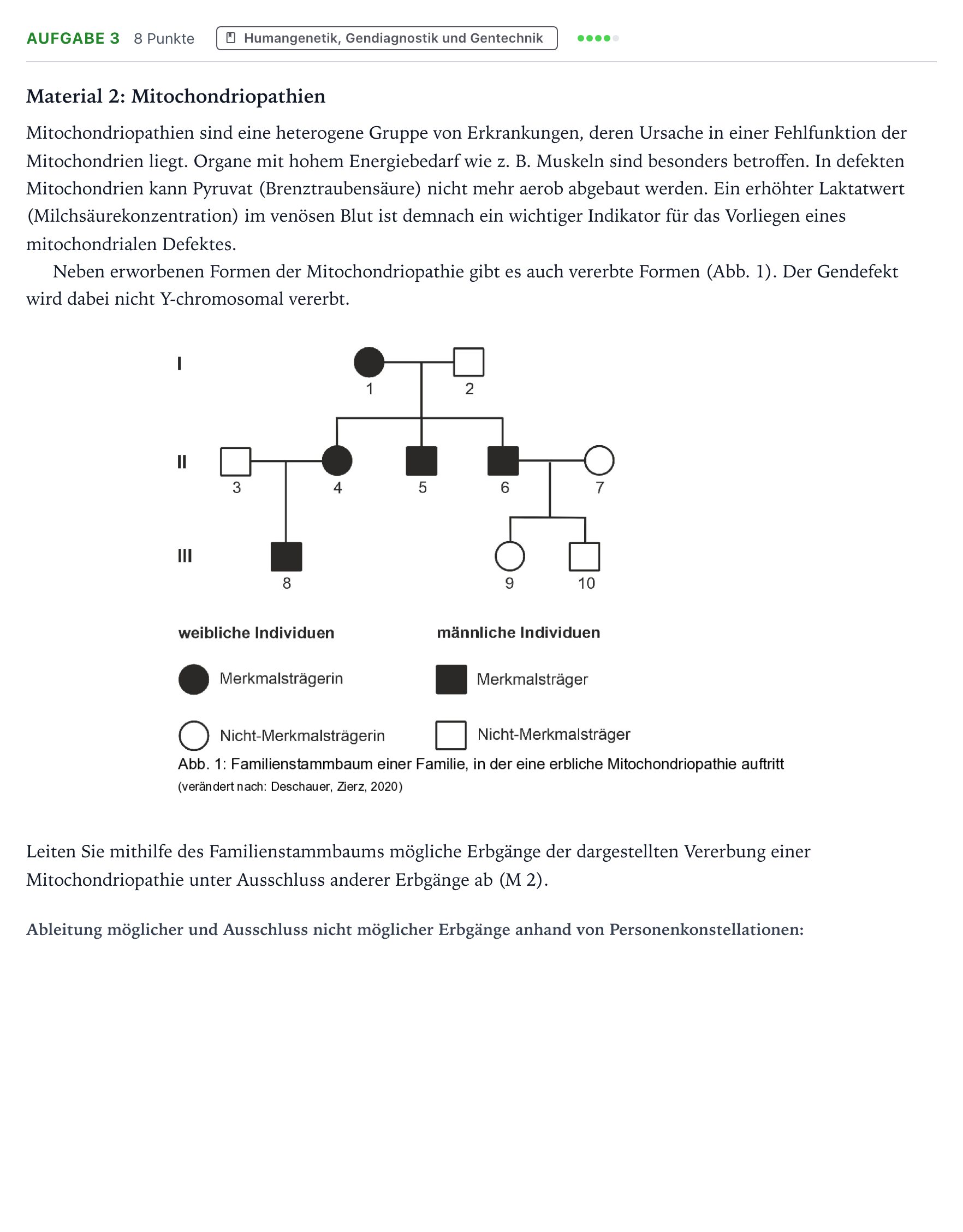 Aufgabenstellung: Aufgabe 3 · Abitur NRW Biologie LK · Mitochondrien 2025