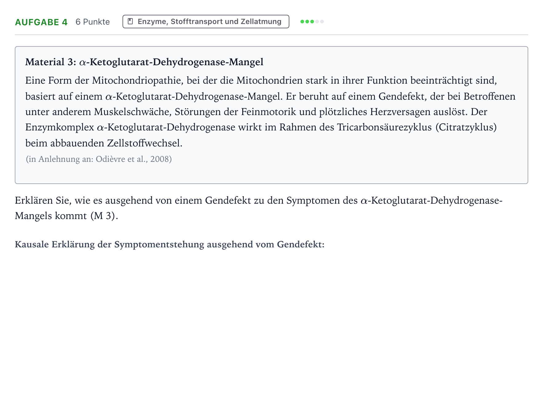 Aufgabenstellung: Aufgabe 4 · Abitur NRW Biologie LK · Mitochondrien 2025