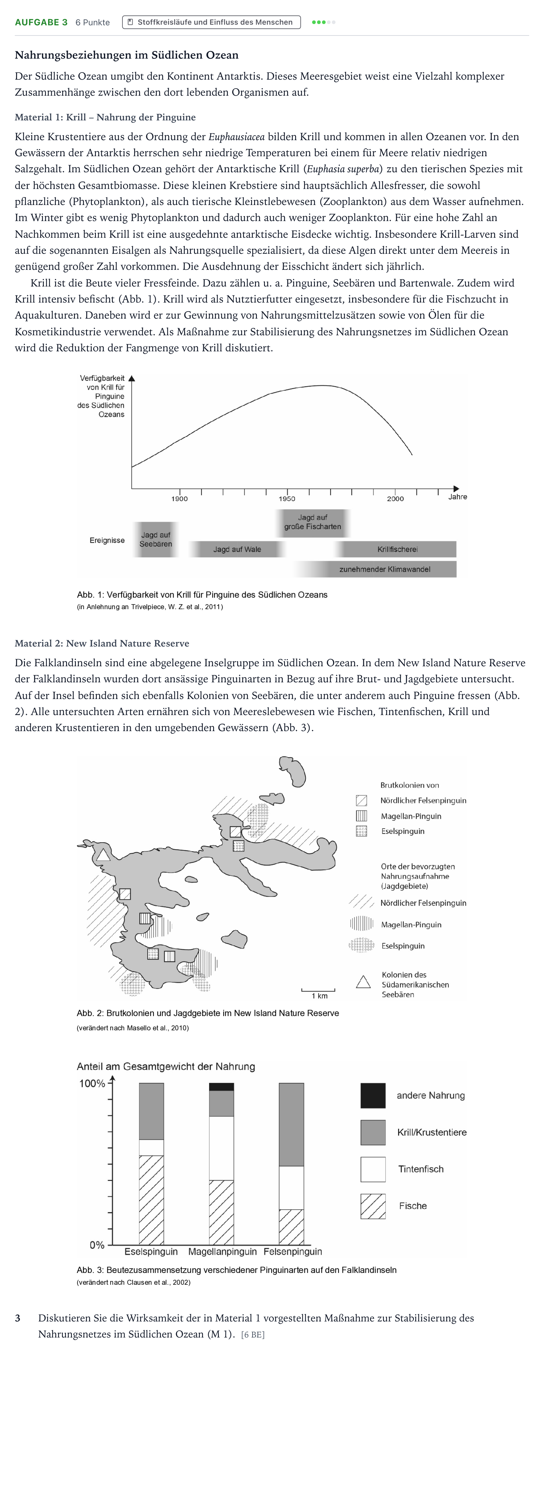 Aufgabenstellung: Aufgabe 3 - Stoffkreisläufe und Einfluss des Menschen · Abitur NRW Biologie GK · Pinguin 2025
