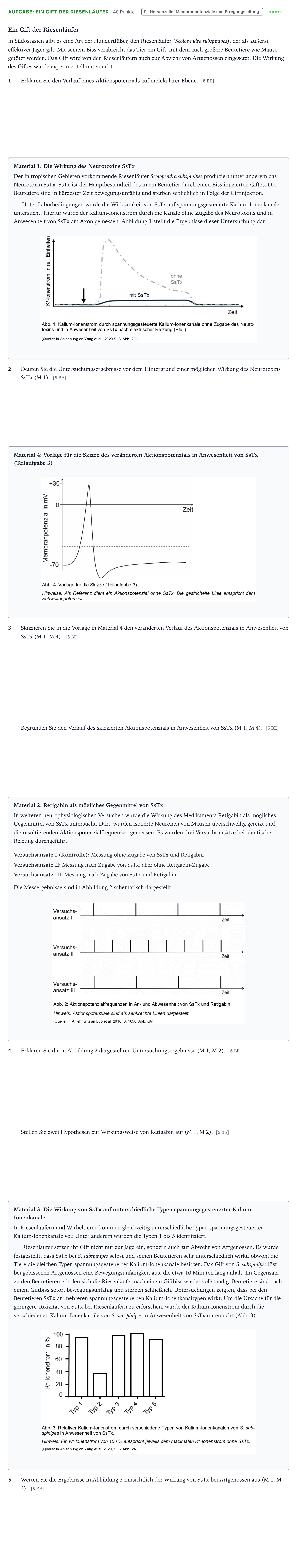 Aufgabenstellung: Aufgabe: Ein Gift der Riesenläufer · Abitur NRW Biologie LK · Riesenläufer 2026
