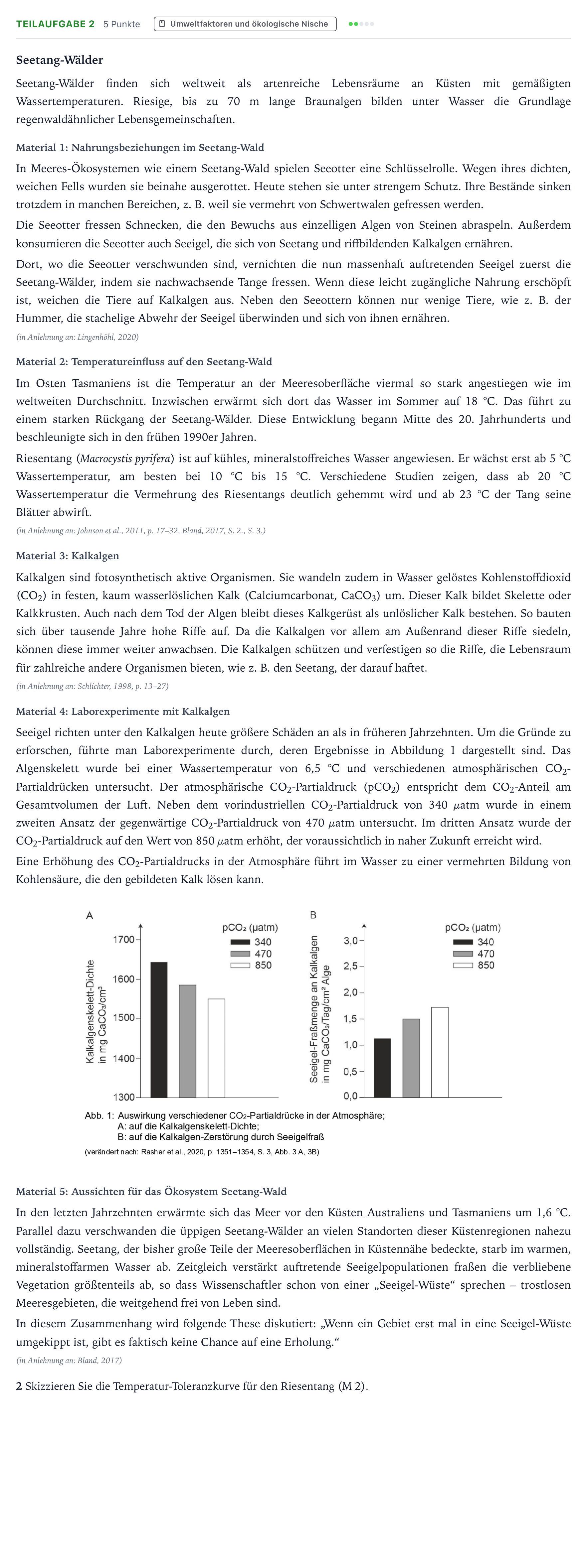 Aufgabenstellung: Teilaufgabe 2 - Umweltfaktoren und ökologische Ni… · Abitur NRW Biologie LK · Seetang-Wälder 2025