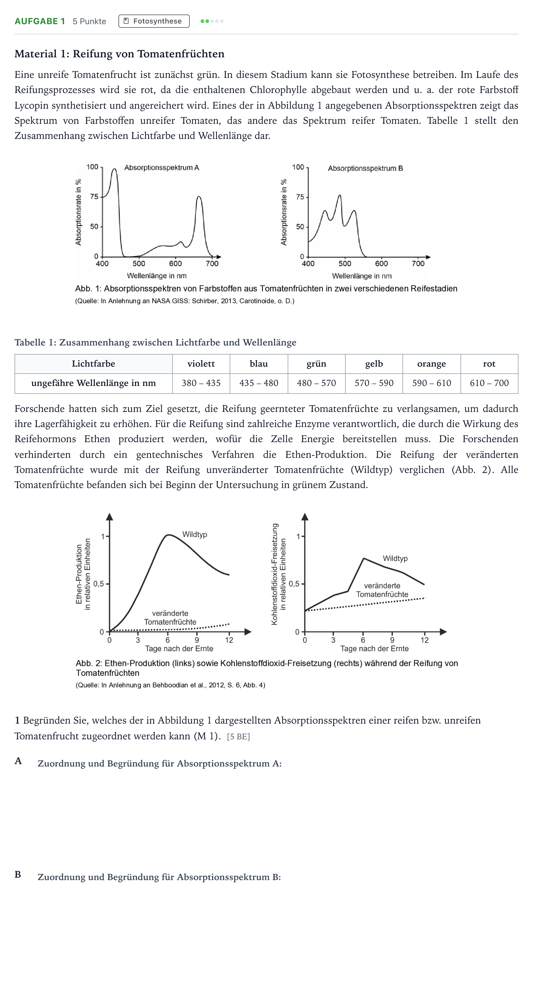 Aufgabenstellung: Aufgabe 1 · Abitur NRW Biologie LK · Tomaten-EN 2026
