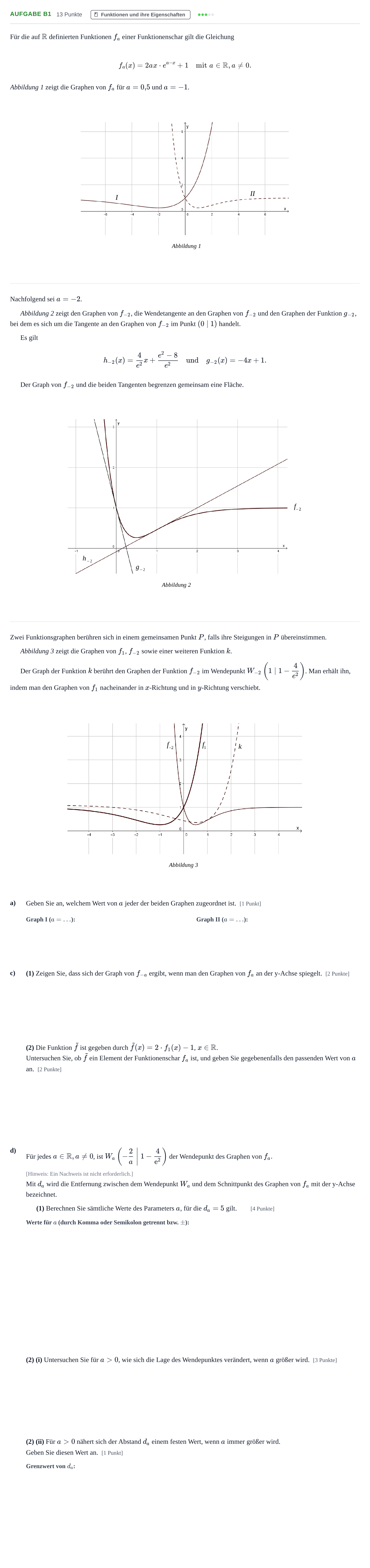 Aufgabenstellung: Aufgabe B1 - Funktionen und ihre Eigenschaften · Abitur NRW Mathematik LK · Nachtermin · CAS 2021