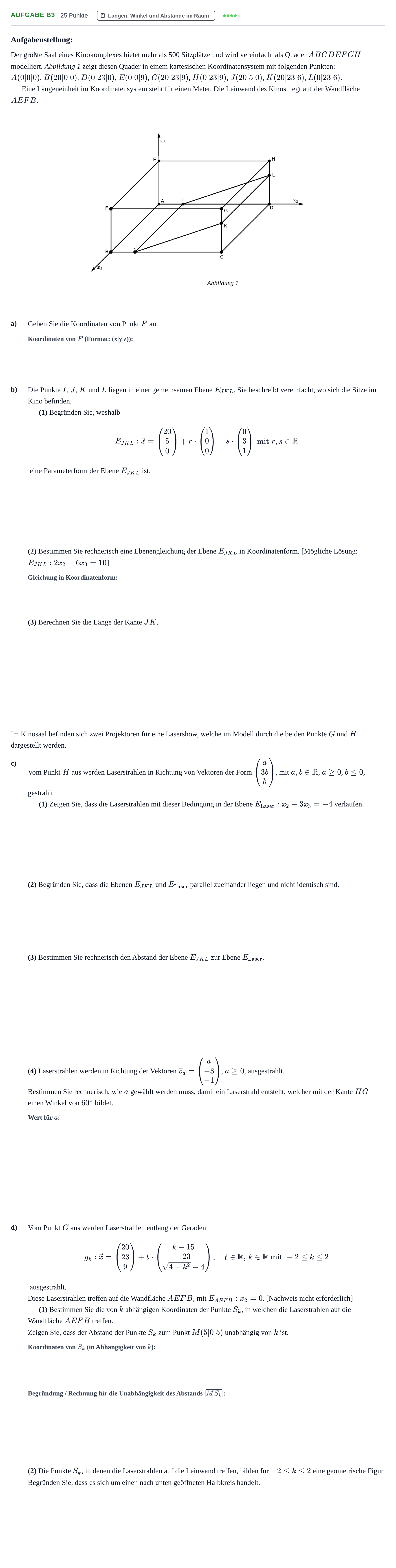 Aufgabenstellung: Aufgabe B3 · Abitur NRW Mathematik LK · Nachtermin · CAS · Weiterbildungsko 2021