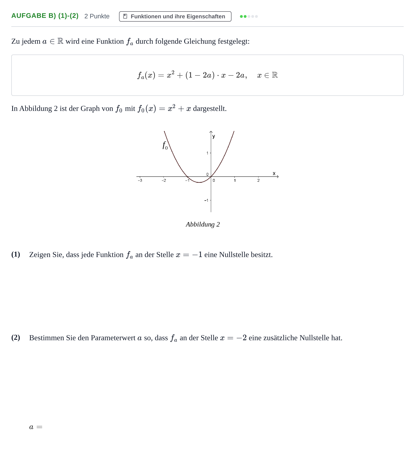 Aufgabenstellung: Aufgabe b) (1)-(2) - Funktionen und ihre Eigensch… · Abitur NRW Mathematik LK · Nachtermin · CAS · Weiterbildungsko 2021