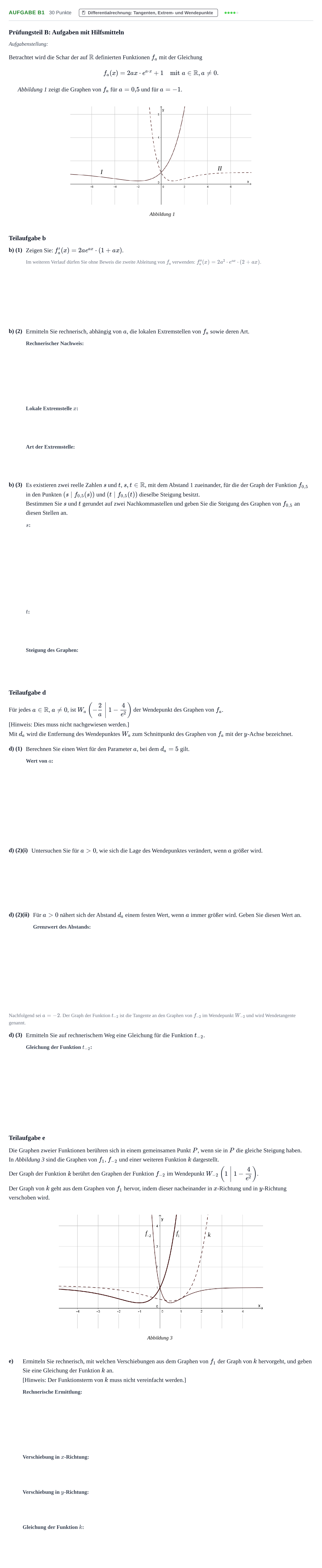 Aufgabenstellung: Aufgabe B1 - Differentialrechnung · Abitur NRW Mathematik LK · Nachtermin · GTR 2021