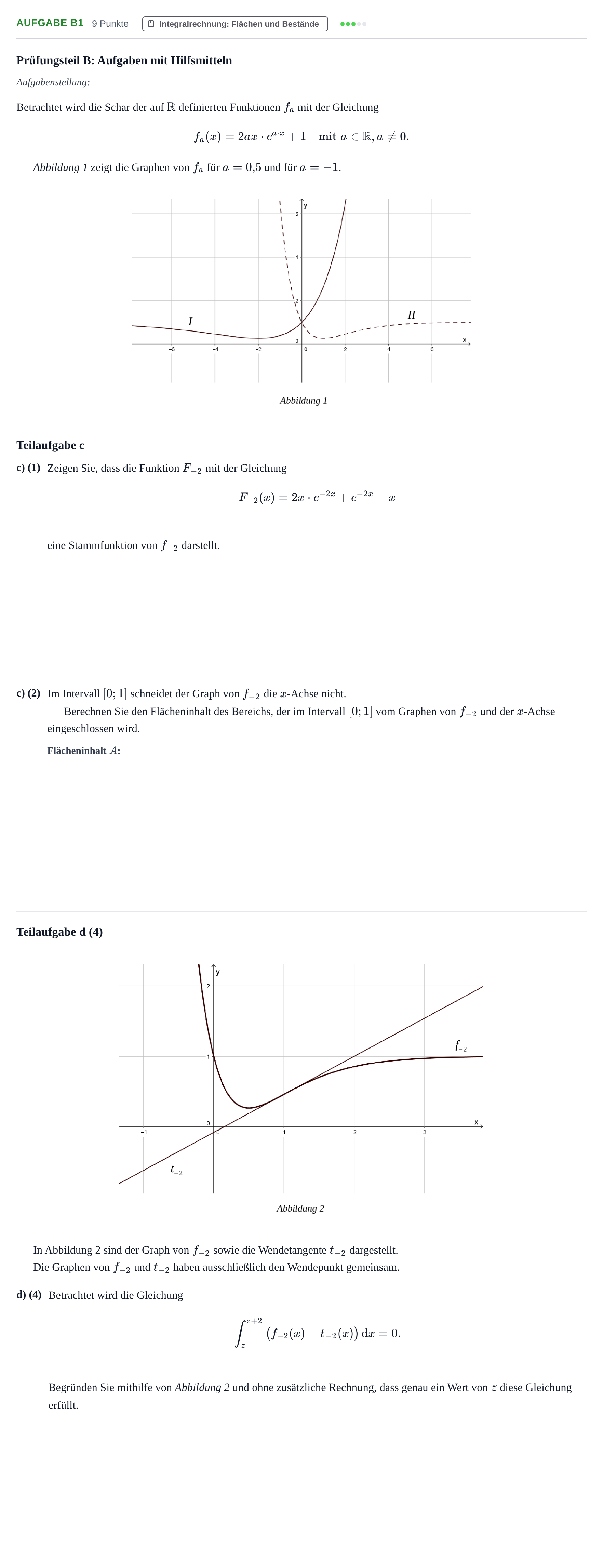 Aufgabenstellung: Aufgabe B1 - Integralrechnung · Abitur NRW Mathematik LK · Nachtermin · GTR 2021