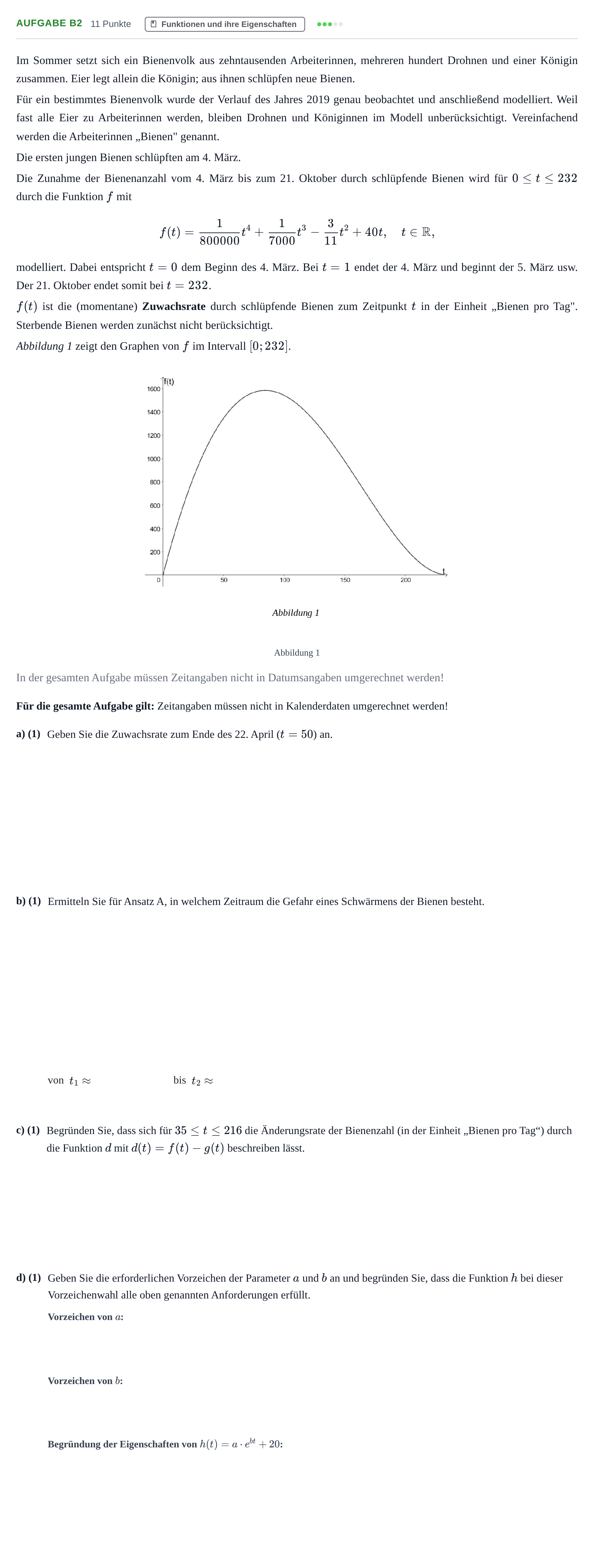 Aufgabenstellung: Aufgabe B2 - Funktionen und ihre Eigenschaften · Abitur NRW Mathematik LK · Nachtermin · GTR 2021