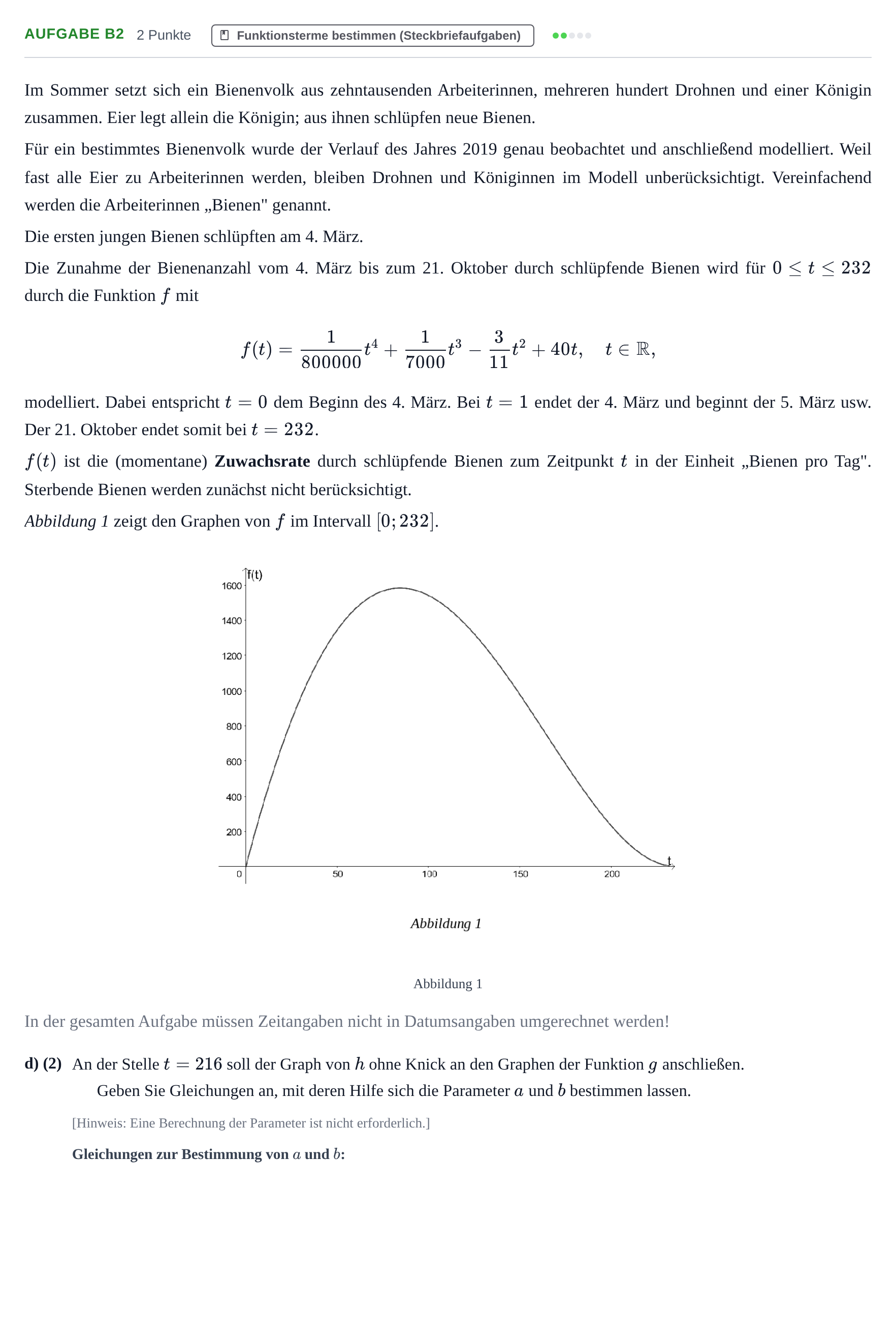 Aufgabenstellung: Aufgabe B2 - Funktionsterme bestimmen · Abitur NRW Mathematik LK · Nachtermin · GTR 2021