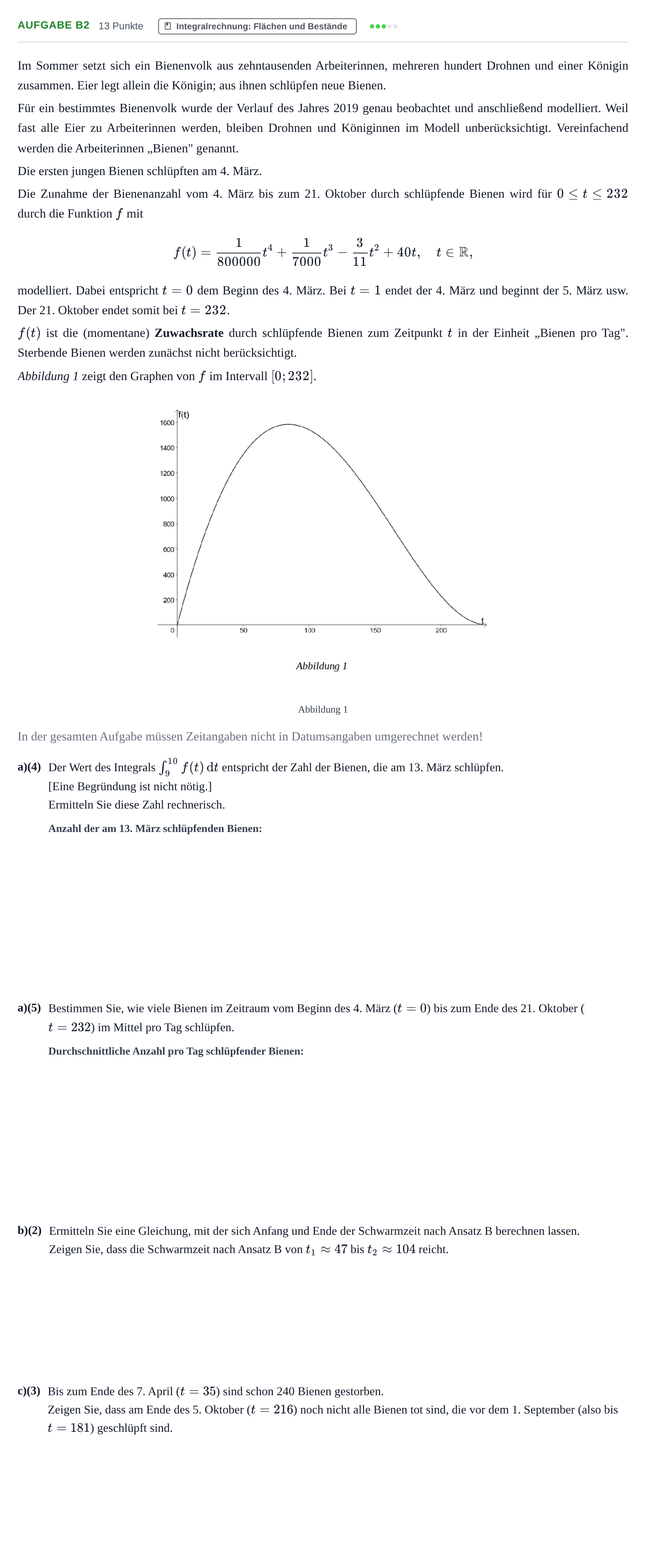 Aufgabenstellung: Aufgabe B2 - Integralrechnung · Abitur NRW Mathematik LK · Nachtermin · GTR 2021