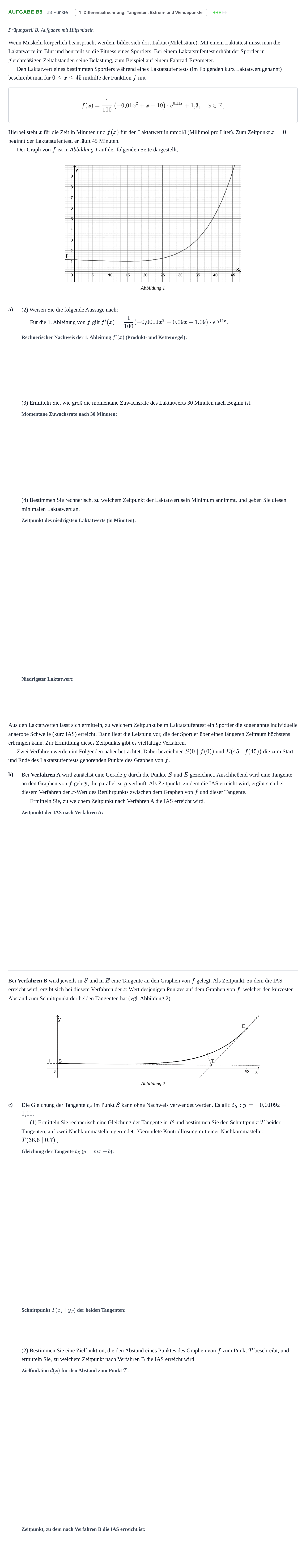 Aufgabenstellung: Aufgabe B5 - Differentialrechnung · Abitur NRW Mathematik LK · Nachtermin · GTR 2021