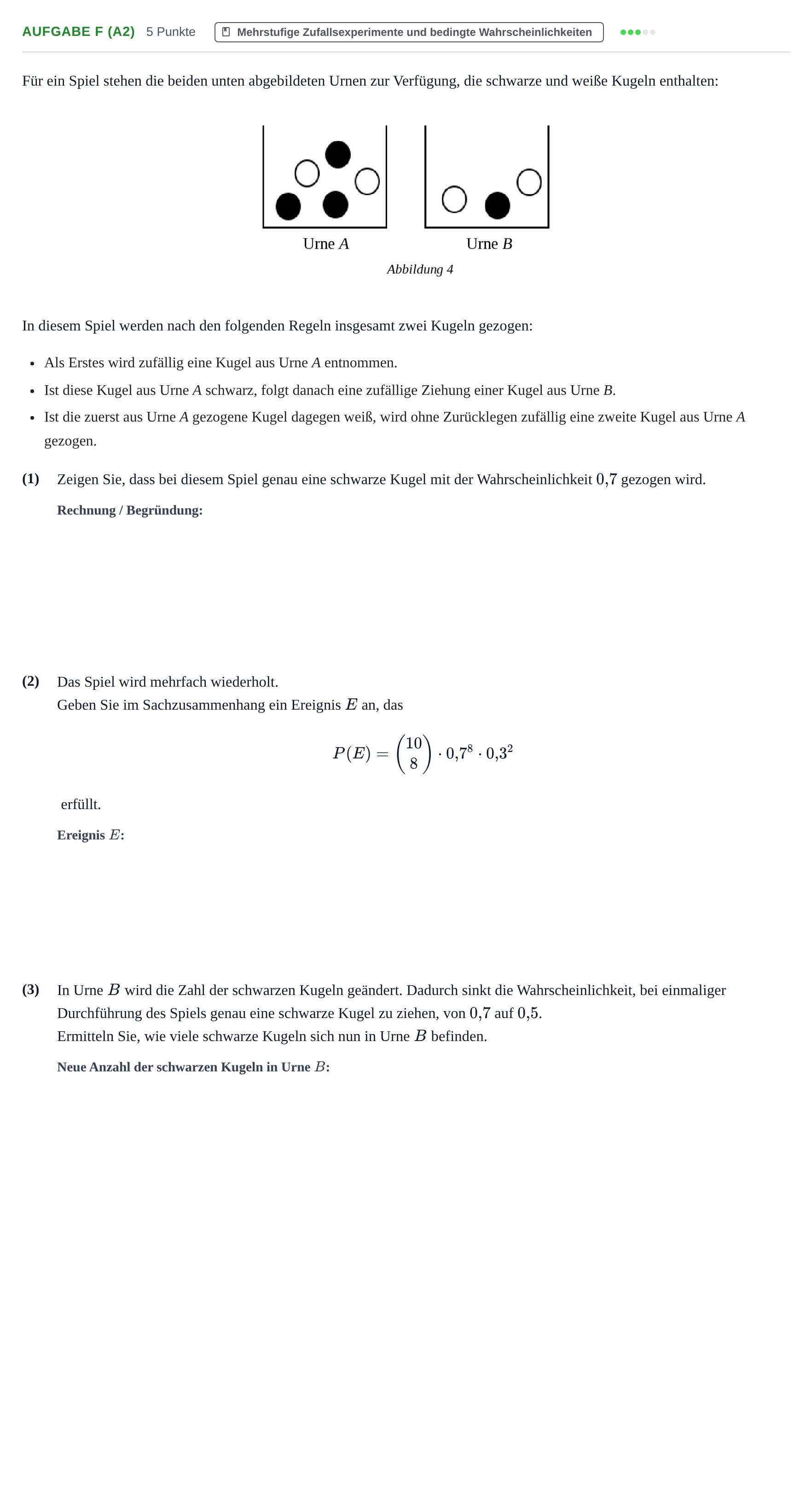 Aufgabenstellung: Aufgabe f (A2) · Abitur NRW Mathematik LK · Nachtermin · GTR 2021