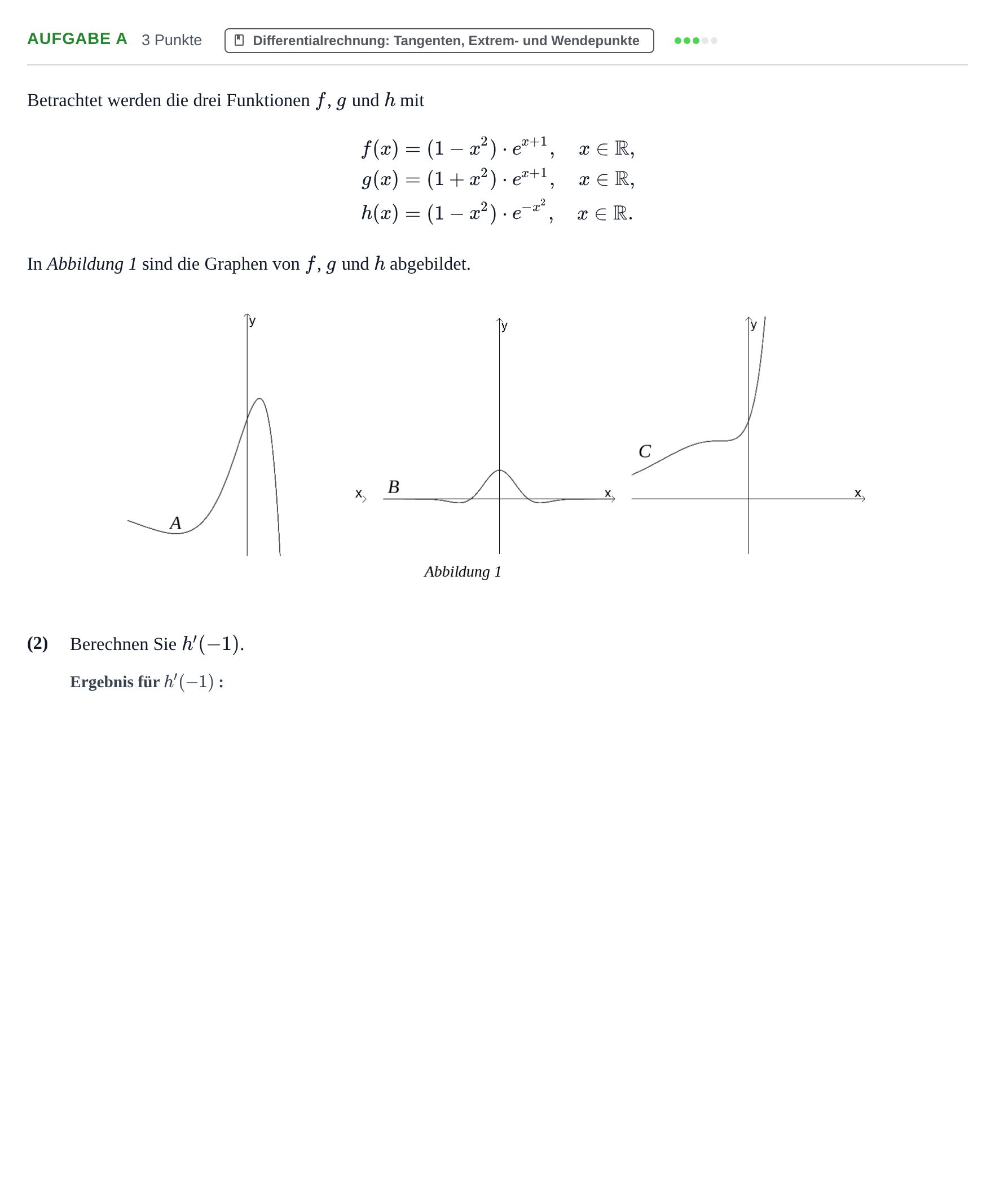 Aufgabenstellung: Aufgabe a - Differentialrechnung · Abitur NRW Mathematik LK · Nachtermin · GTR 2021