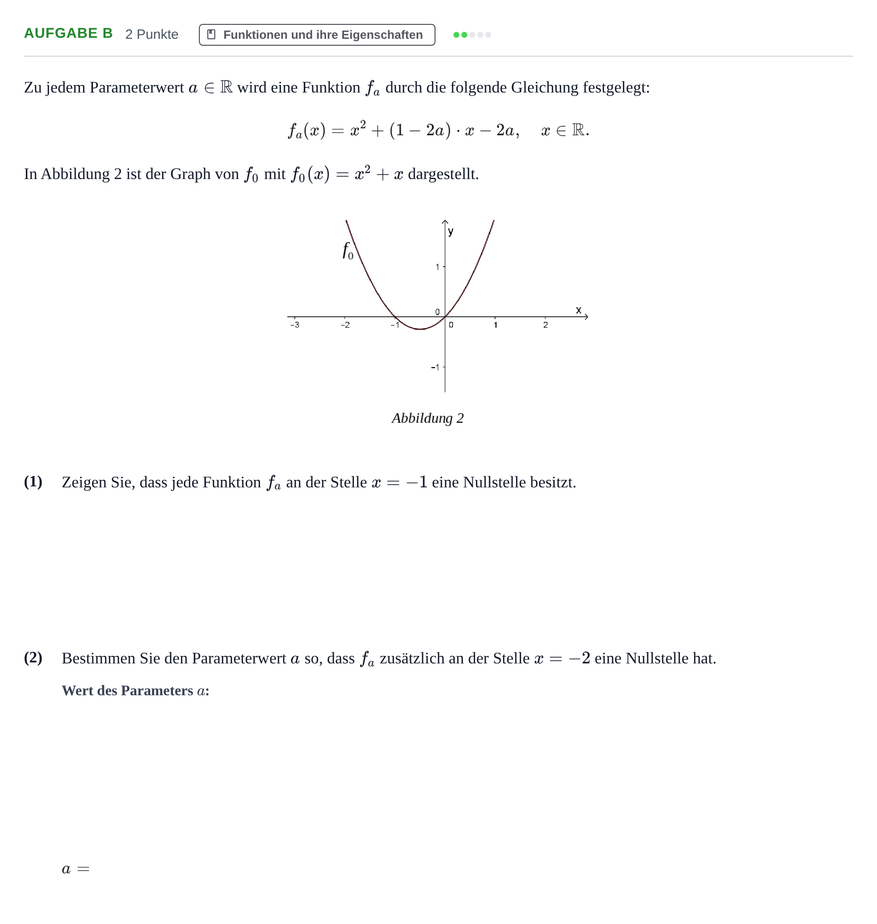 Aufgabenstellung: Aufgabe b - Funktionen und ihre Eigenschaften · Abitur NRW Mathematik LK · Nachtermin · GTR 2021