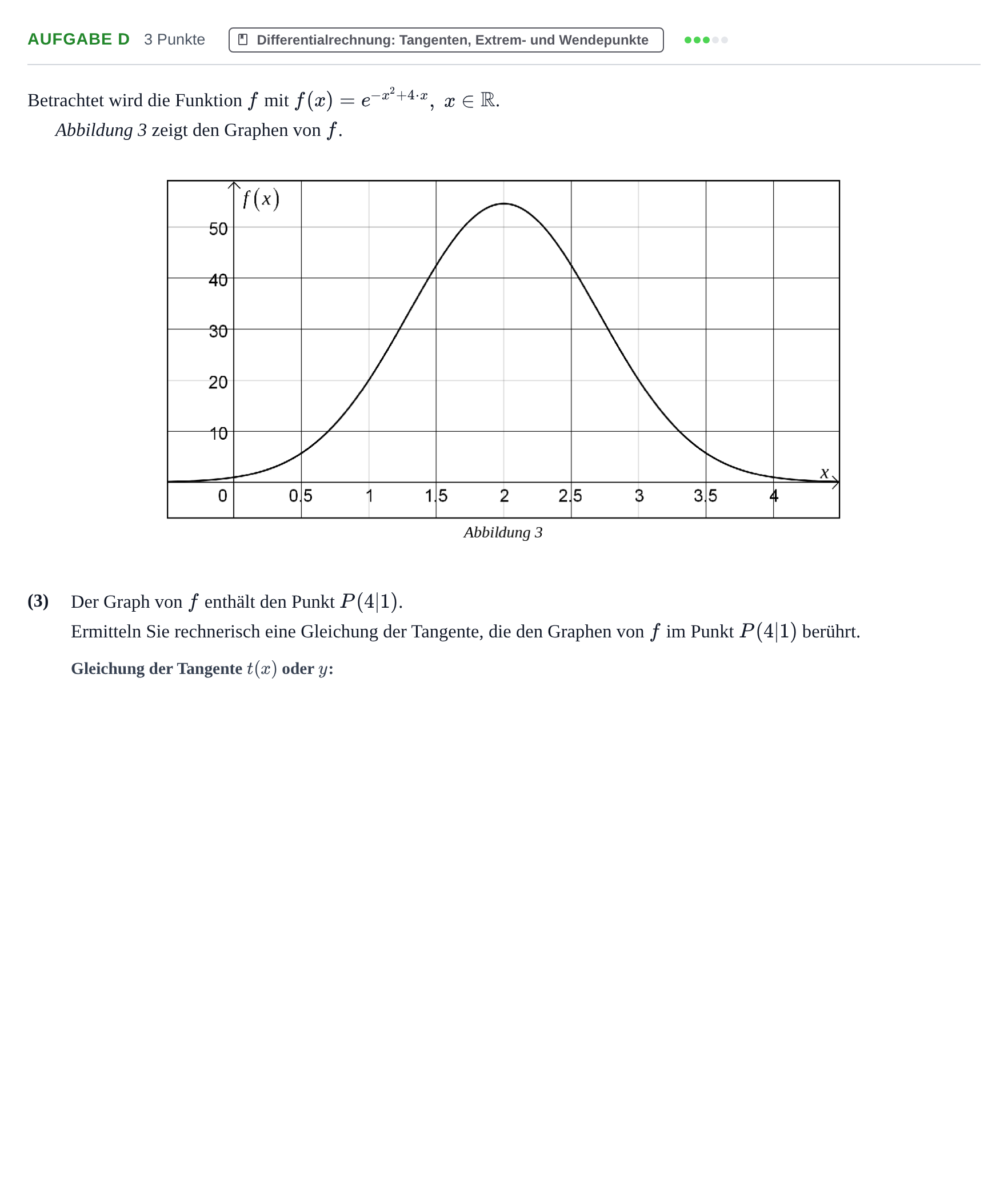 Aufgabenstellung: Aufgabe d - Differentialrechnung · Abitur NRW Mathematik LK · Nachtermin · GTR 2021