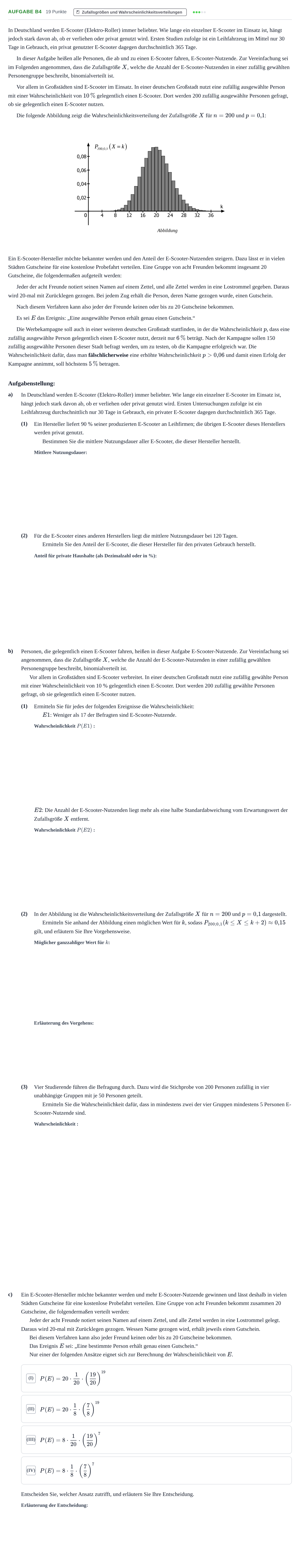 Aufgabenstellung: Aufgabe B4 - Zufallsgrößen und Wahrscheinlichkeit… · Abitur NRW Mathematik LK · Nachtermin · GTR · Weiterbildungsko 2021